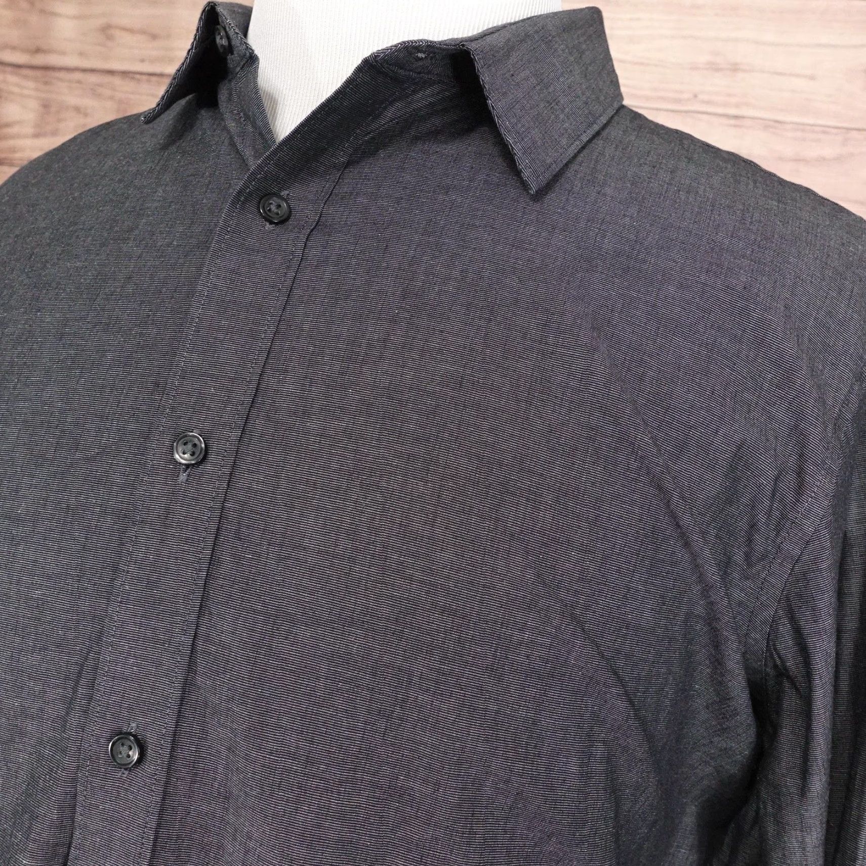 Apt. 9 APT. 9 Shirt Mens XL Slim Fit Charcoal Long Sleeve Button-Up Casual Stretch Size US XL / EU 56 / 4 - 2 Thumbnail