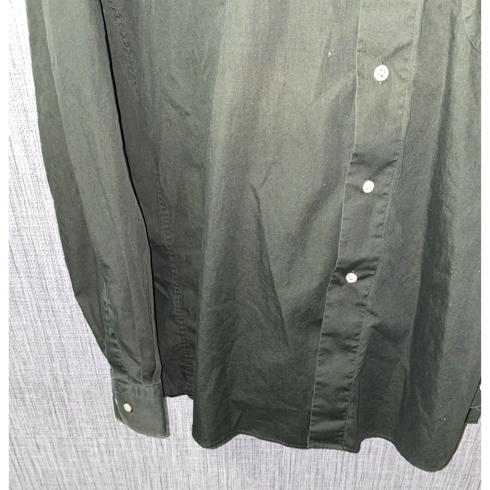 Hugo Boss VINTAGE HUGO BOSS Mens Dress Shirt Long Sleeve Button Front Size 16 Green Solid Men's Clothing Size 42R - 4 Thumbnail