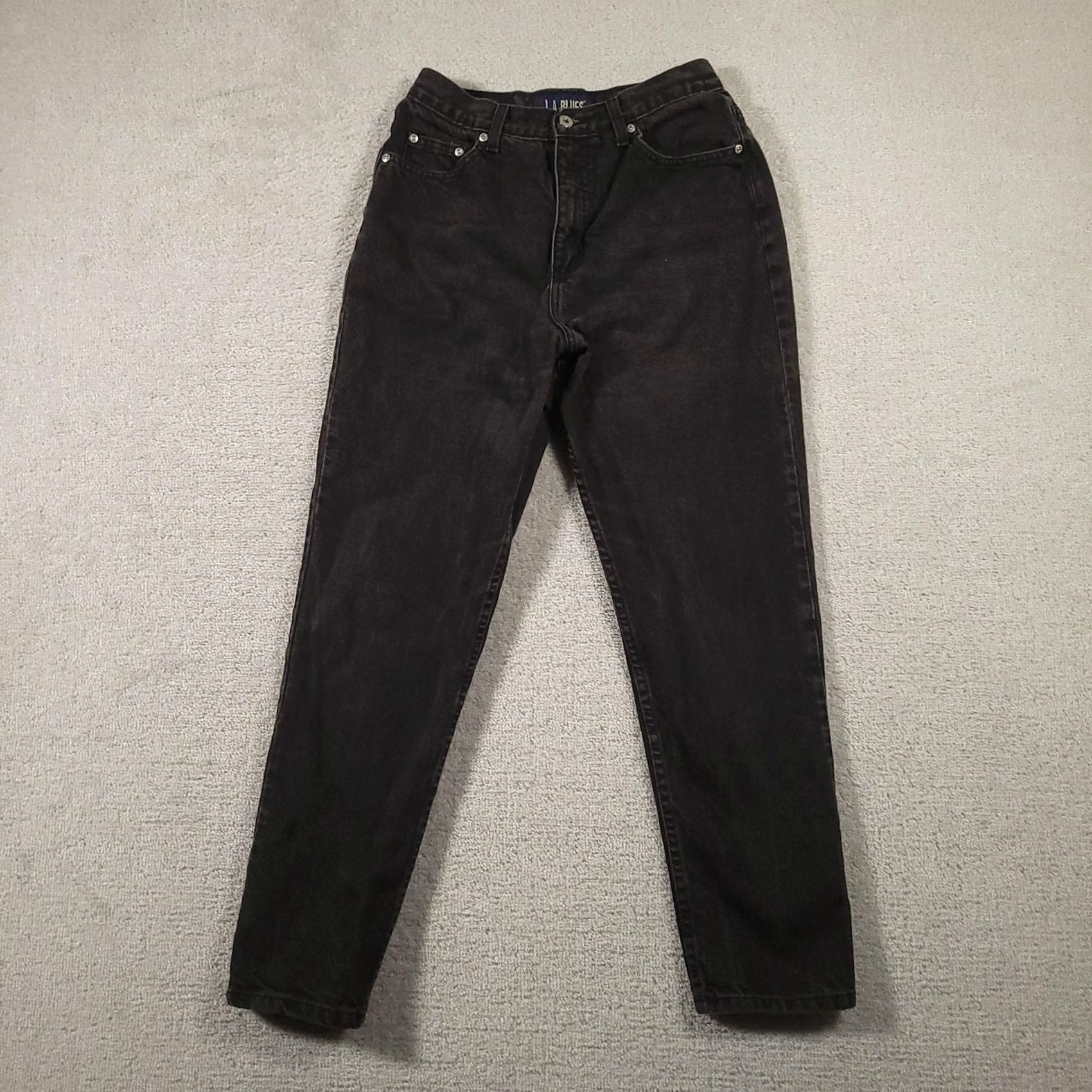 Vintage VINTAGE L.A. Blues Jeans Womens 12 Black High Rise Tapered Leg 100% Cotton Denim Size 34" / US 12 / IT 48 - 2 Thumbnail