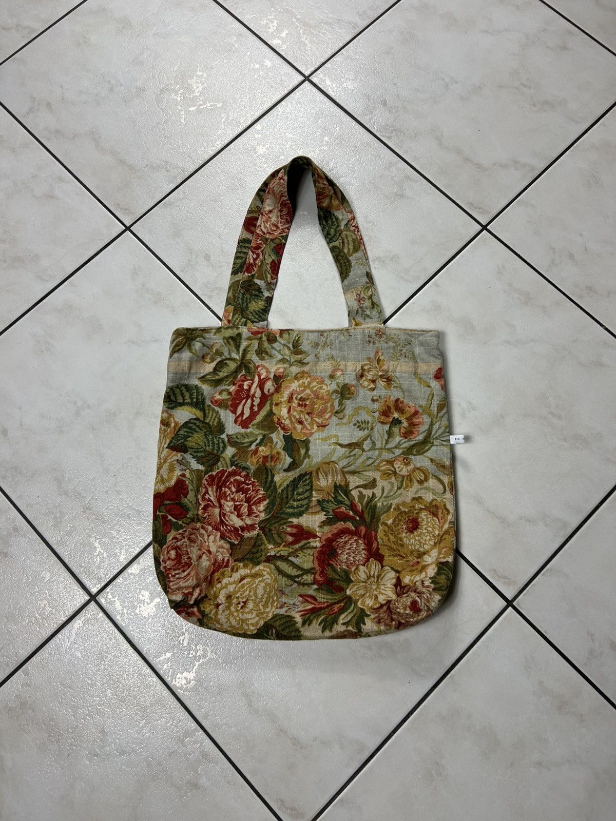Handmade Vintage handmade floral tote bag F.S. Design art full print Size ONE SIZE - 3 Thumbnail