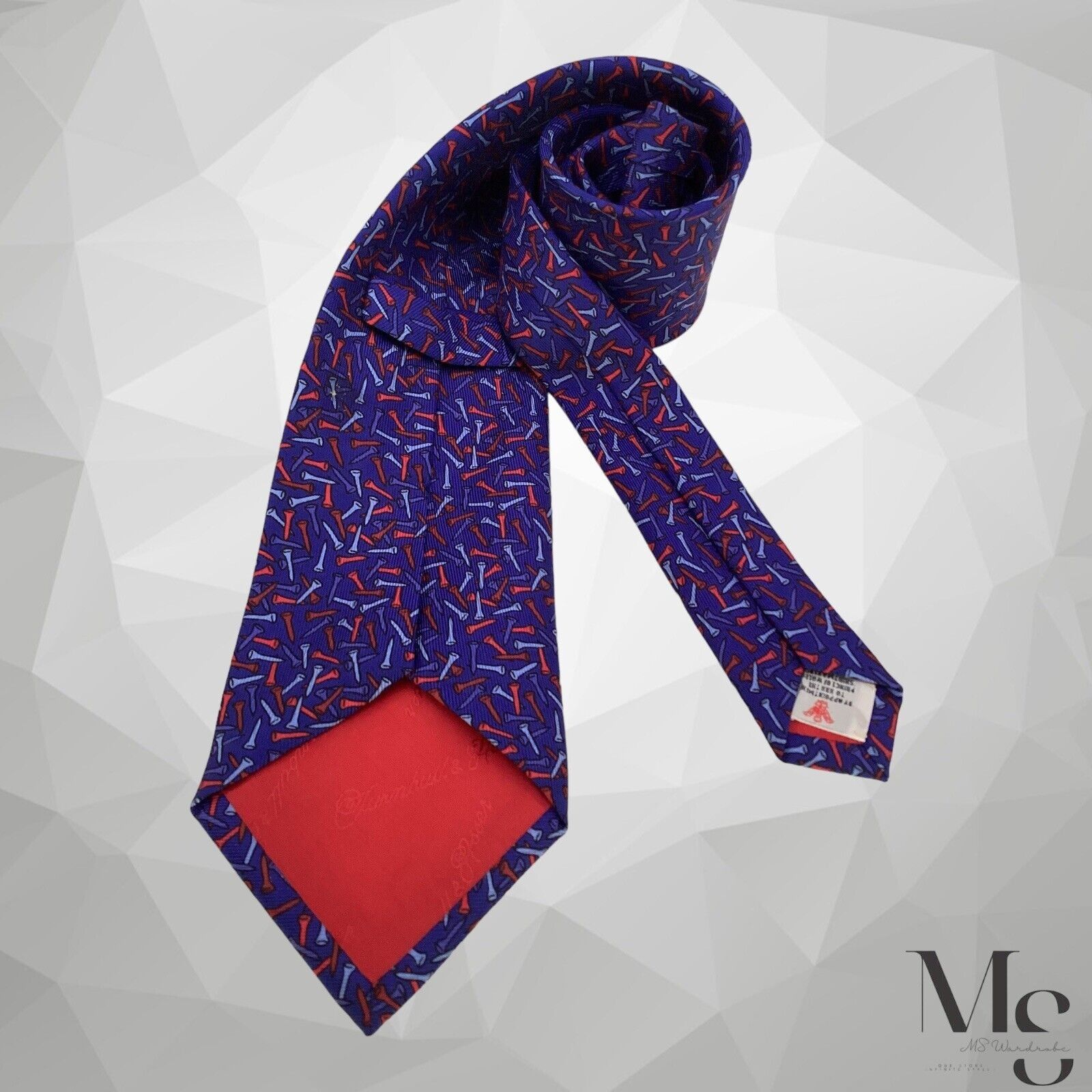 Turnbull & Asser TURNBULL & ASSER Blue Nails Print Silk Tie Made In England W Size ONE SIZE - 2 Thumbnail