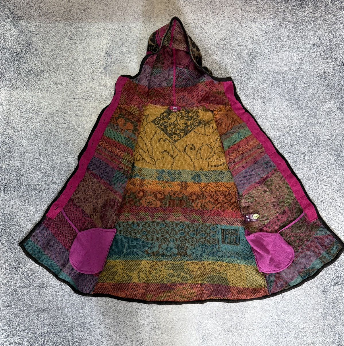 Other Ivko Lambswool Hooded Cardigan Coat Patchwork Boho Women M38 Size M / US 6-8 / IT 42-44 - 12 Thumbnail