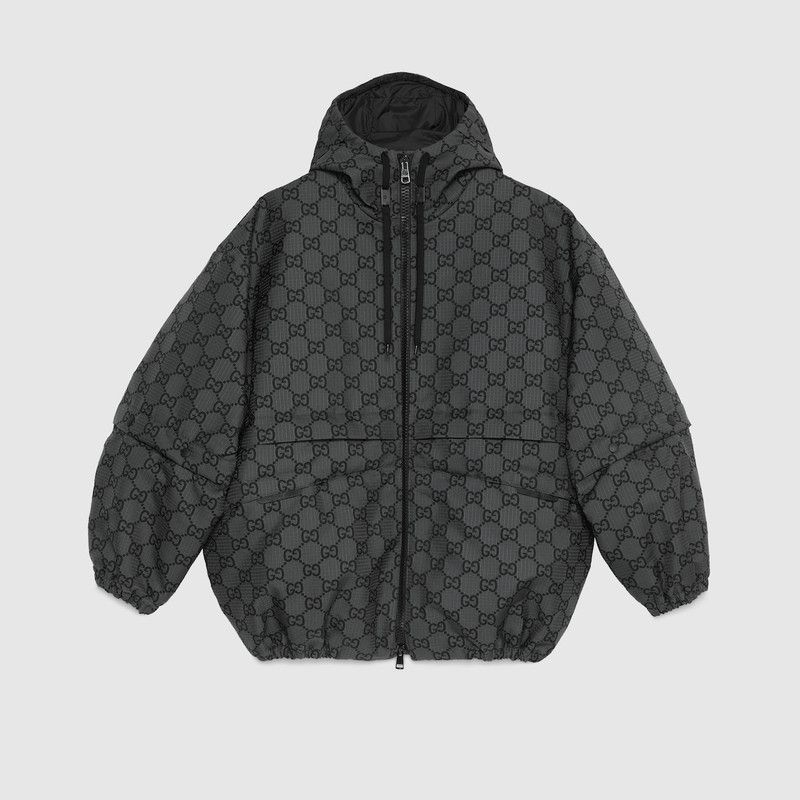 Gucci o1loc1c0126 770275 GG Ripstop Nylon Jacket in Grey & Black Size US L / EU 52-54 / 3 - 1 Thumbnail