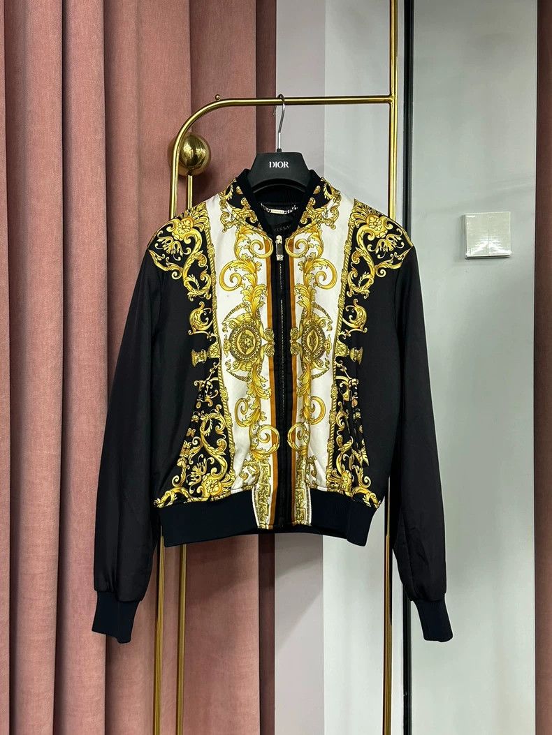 Versace Black Gold Print Jacket - dmc