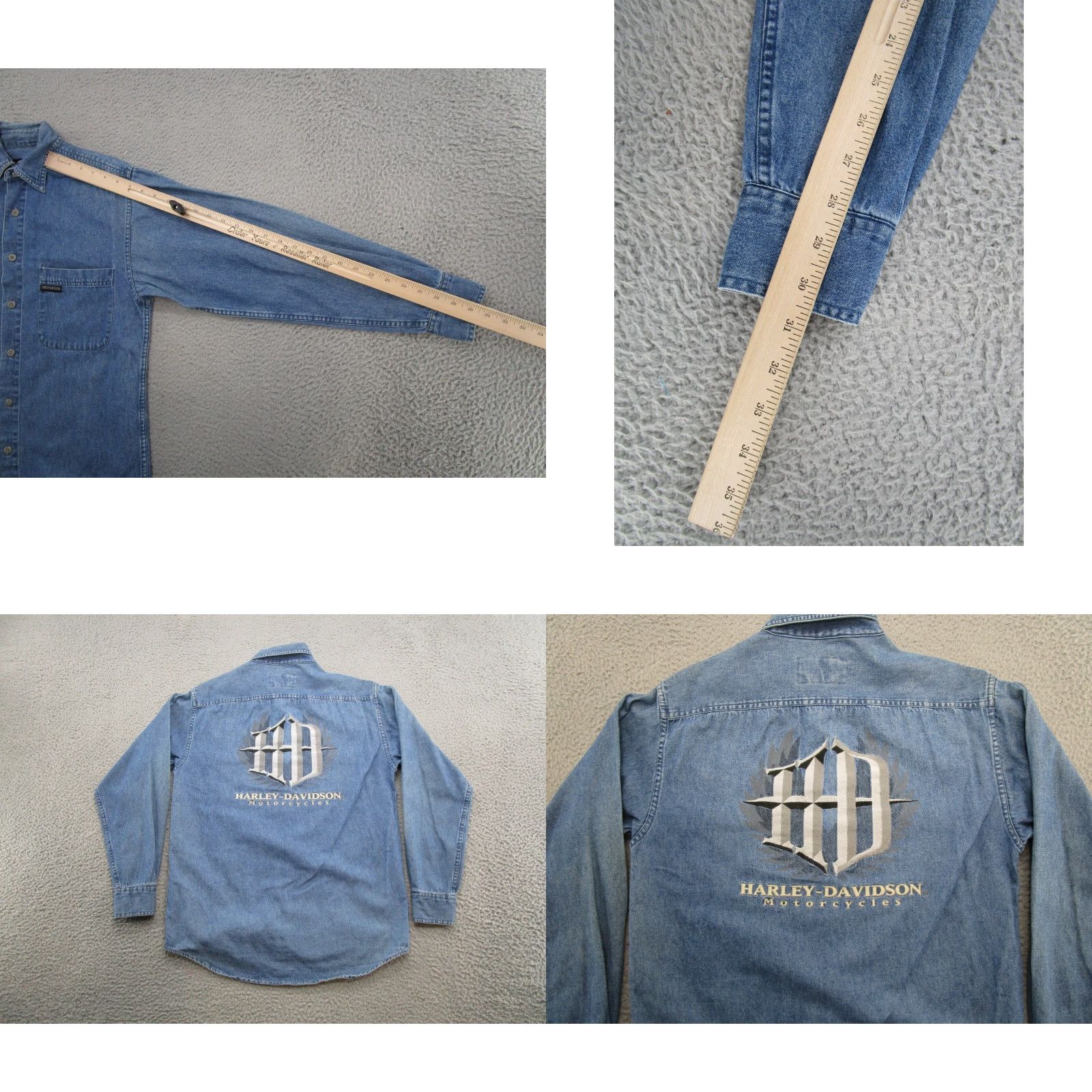 Harley Davidson Harley-Davidson Button-Up Shirt Denim Long Sleeve Blue Small Men’s Regular Pocket Collared Vintage? No - (adjusted) Size US S / EU 44-46 / 1 - 8 Thumbnail