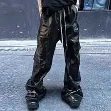 Japanese Brand RO Style Glossy Black Pu Leather Pants Hombre Baggy Size US 32 / EU 48 - 3 Thumbnail