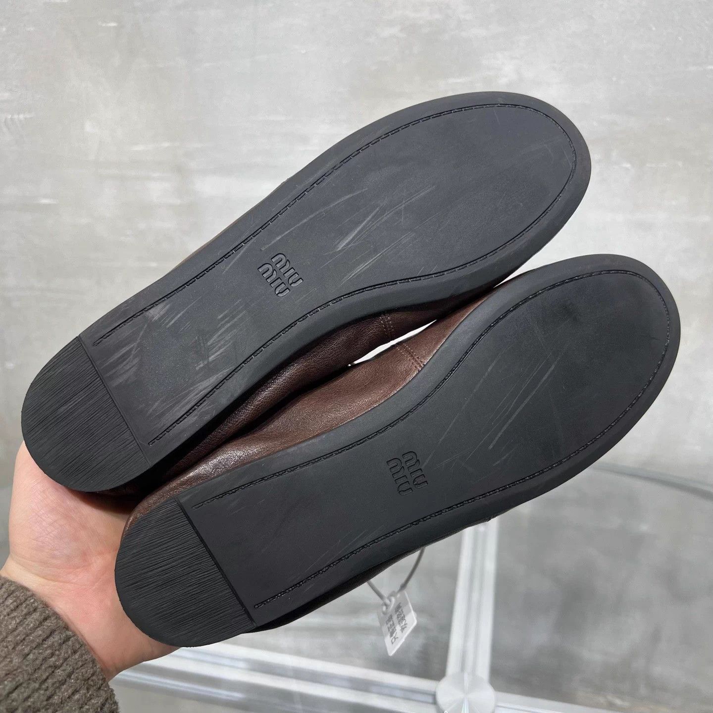 Miu Miu MIU MIU Nappa distressed brown Mary Jane ballet flats 37.5 Size US 6.5 / IT 36.5 - 7 Thumbnail
