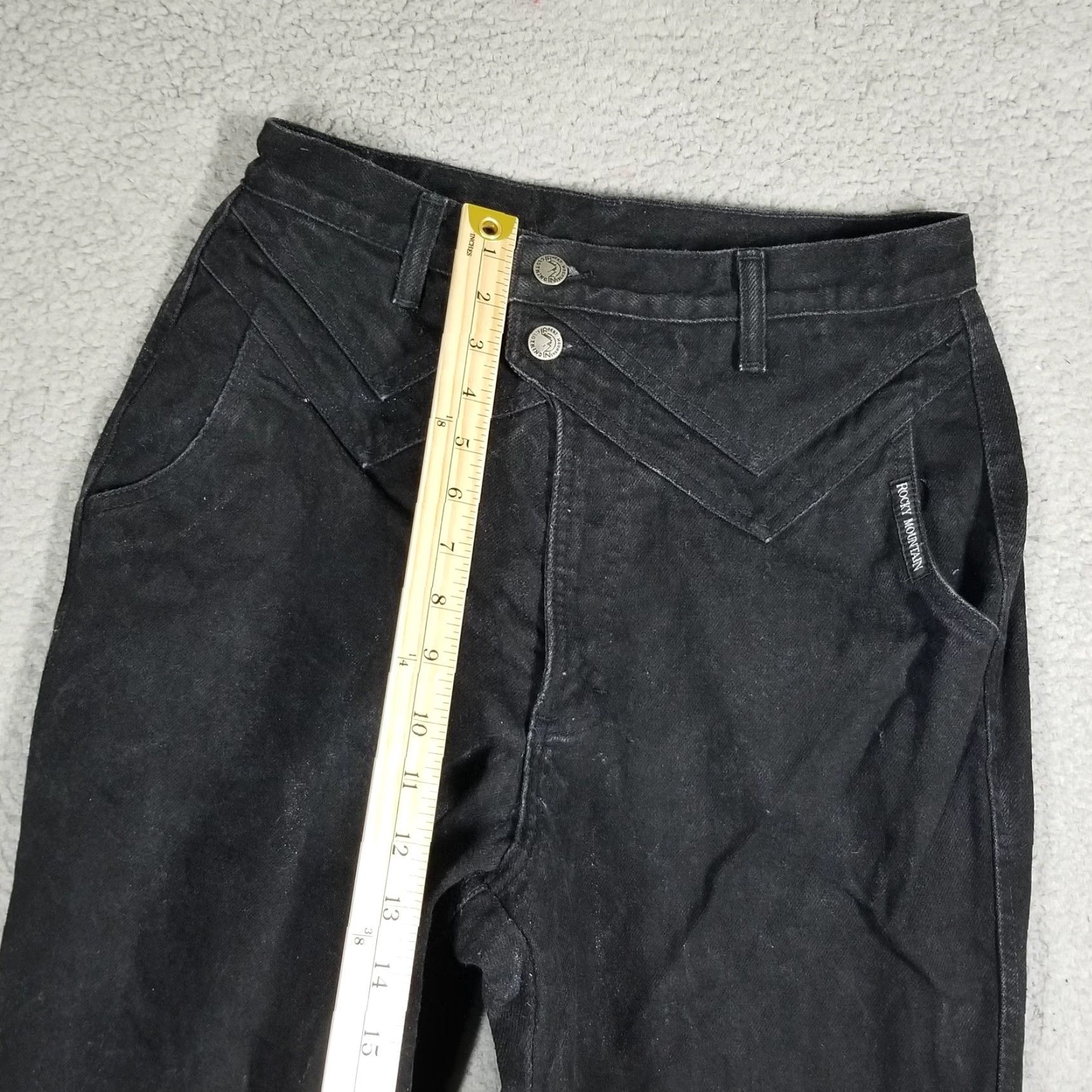 Vintage VINTAGE Rocky Mountain Jeans Womens Black 28X35 High Rise Tapered Denim 100% Cotton Boots? Size 32" / US 10 / IT 46 - 6 Thumbnail