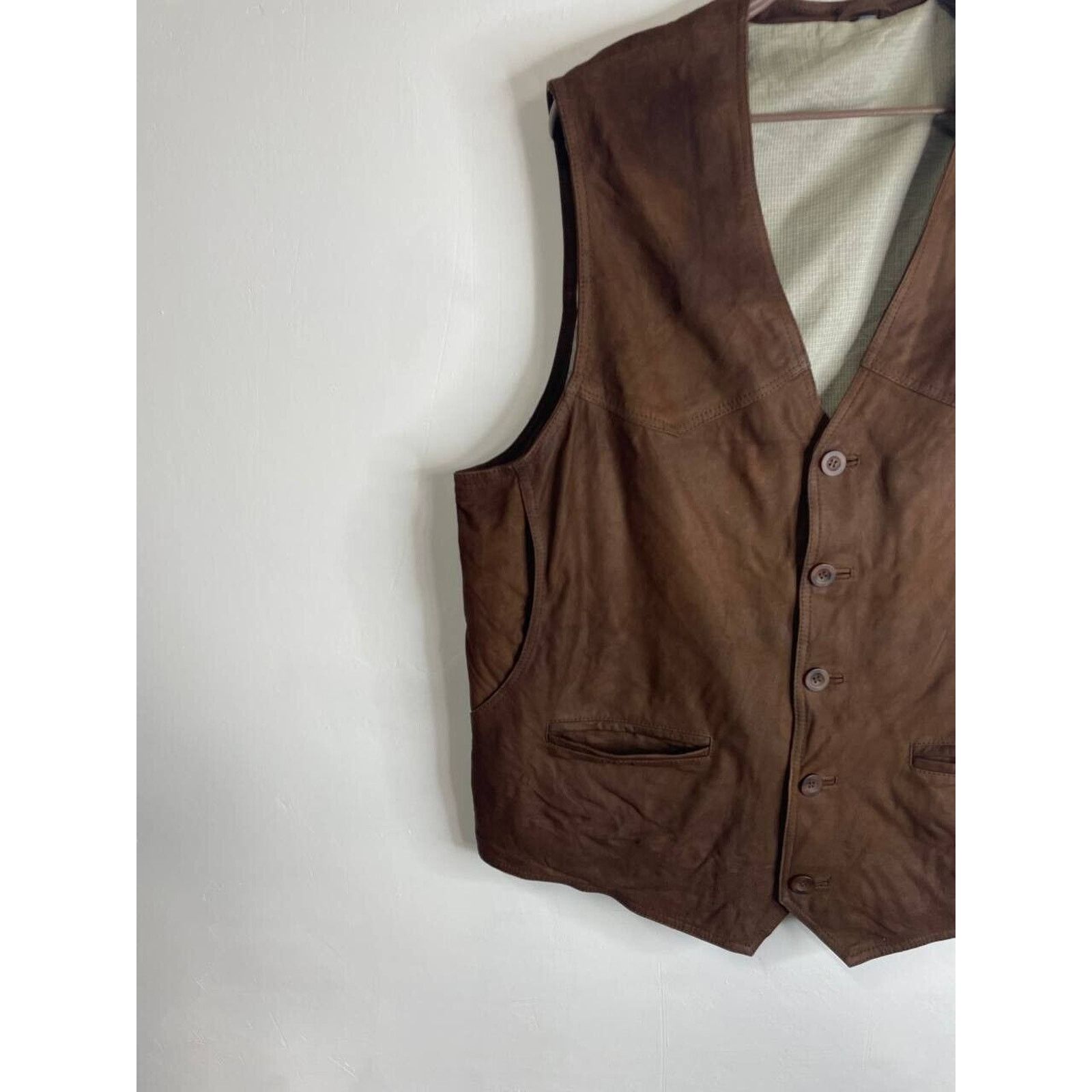 Vintage Vintage Brown Suede Leather Vest XXL Western Cowboy Size US XXL / EU 58 / 5 - 3 Thumbnail