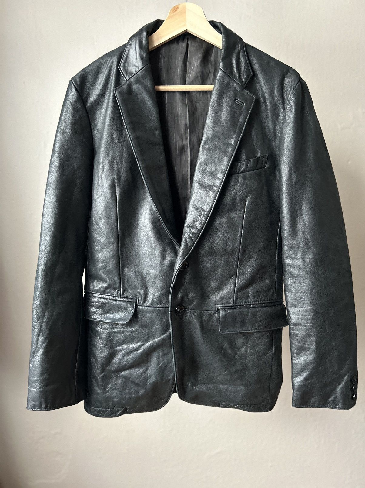 image of Tornado Mart Leather Blazer in Black, Men's (Size Large)