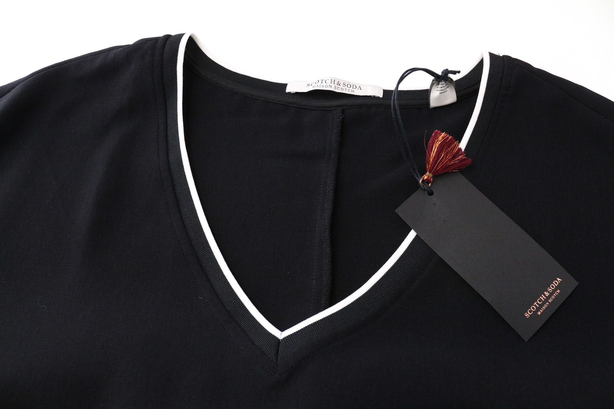 Maison Scotch M Black Layered Short Sleeve V-Neck Dress 74067 Size M / US 6-8 / IT 42-44 - 3 Thumbnail