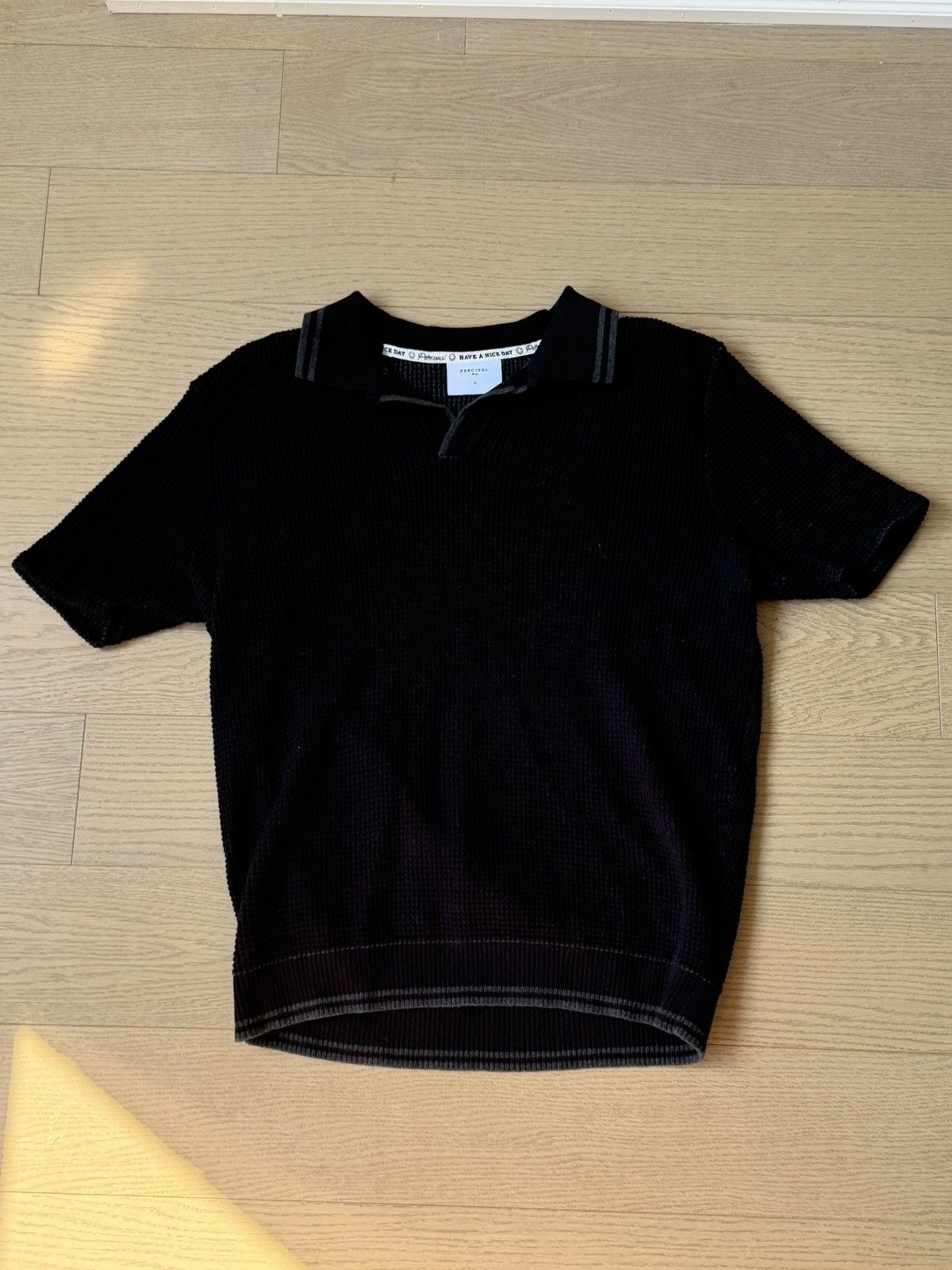Percival Black Cotton Knit Polo Size US M / EU 48-50 / 2 - 1 Thumbnail