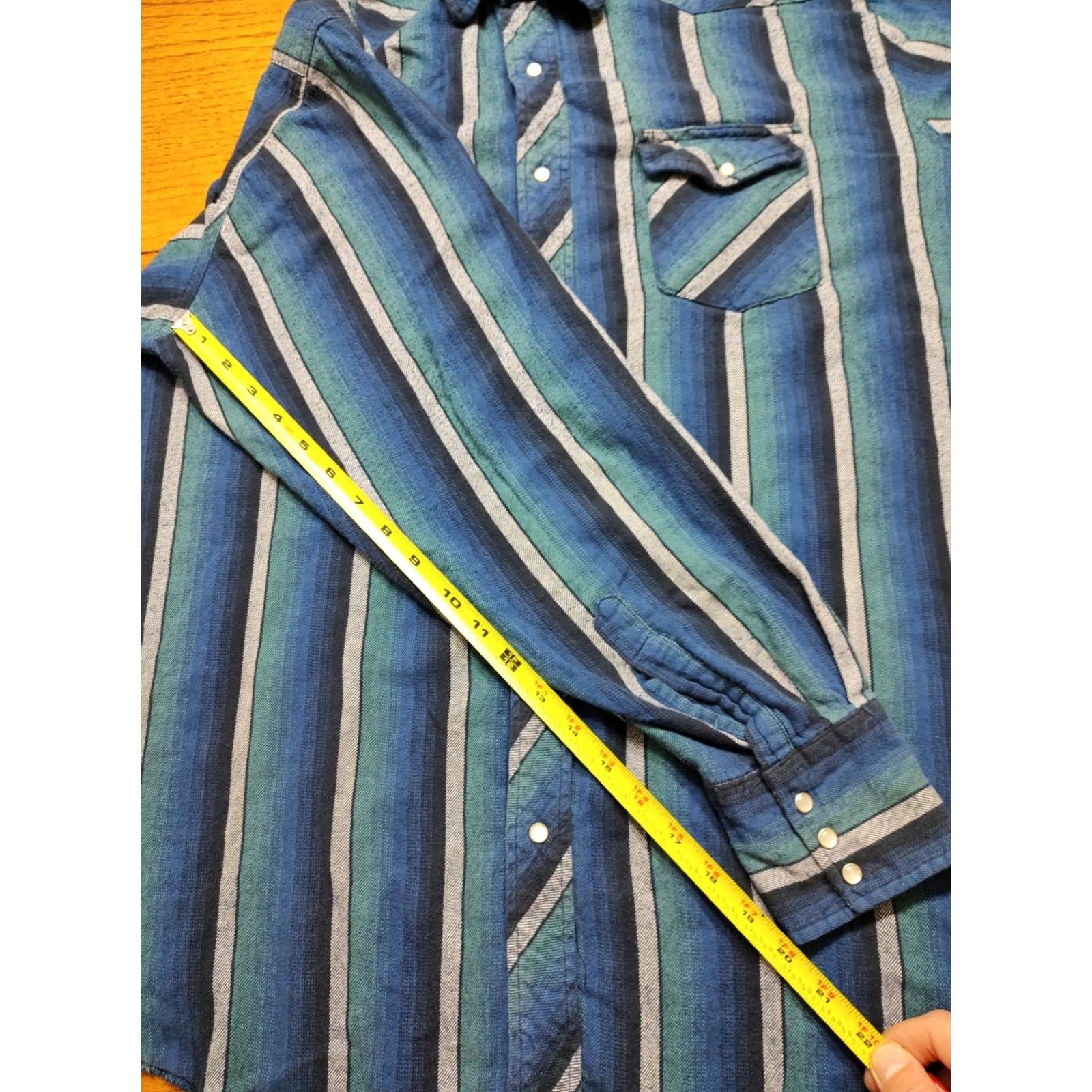 Wrangler VINTAGE Wrangler Mens 2X 2XT Tall Flannel Shirt Blue Plaid Cowboy Snap Pearl Size US XXL / EU 58 / 5 - 8 Thumbnail