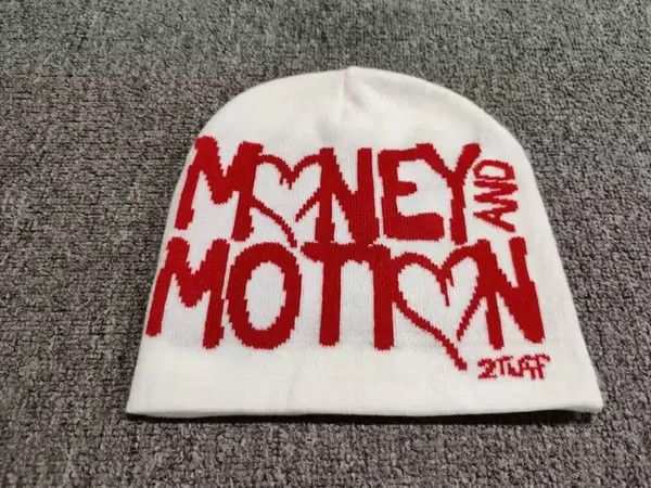 Japanese Brand Money and Motion Graphic No Cuff Knit Beanie Hat White Size ONE SIZE - 3 Thumbnail