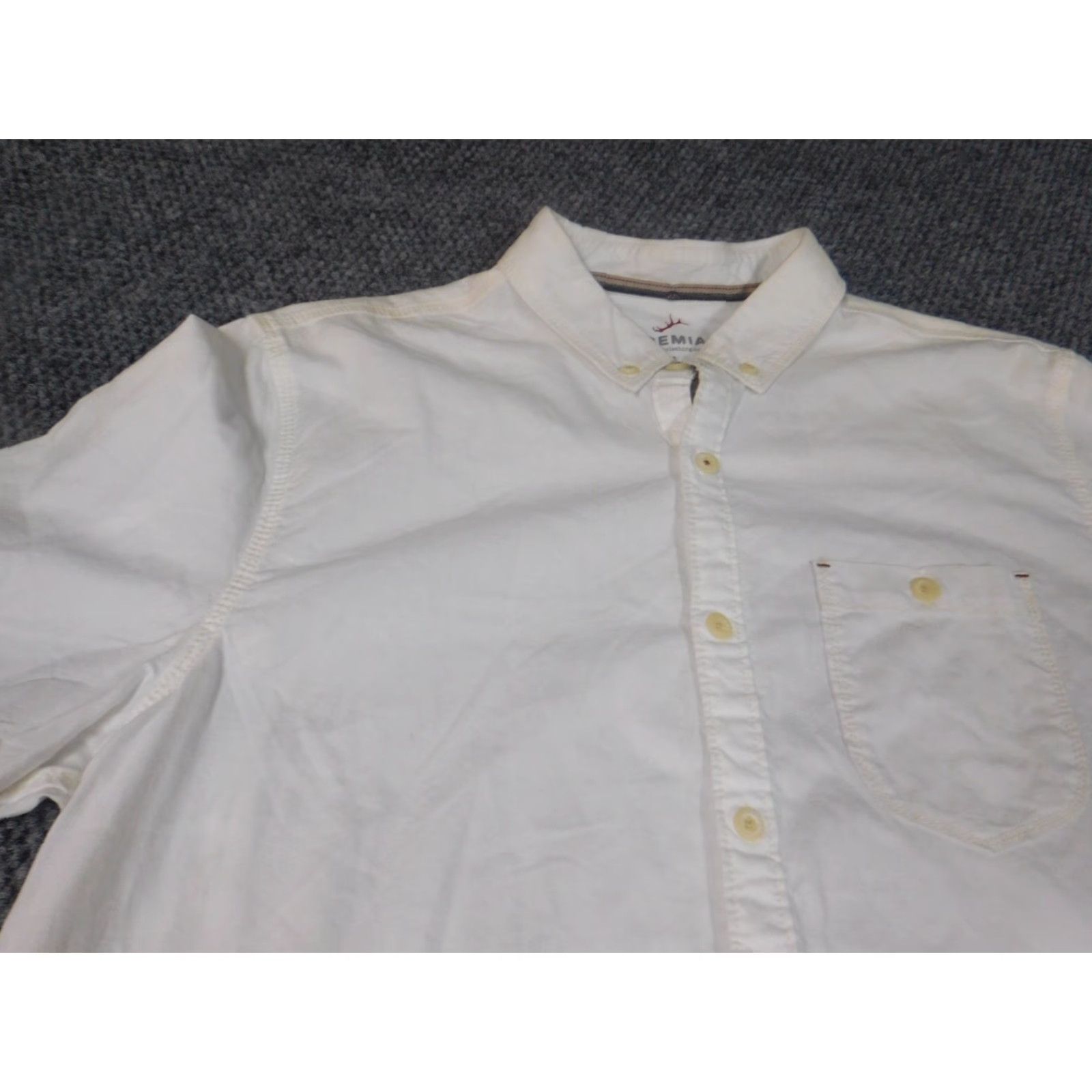 Vintage Jeremiah Shirt Button-Up White L Mens Collared Short Sleeve Casual Knit Cotton Slimming pockets Size US L / EU 52-54 / 3 - 7 Thumbnail