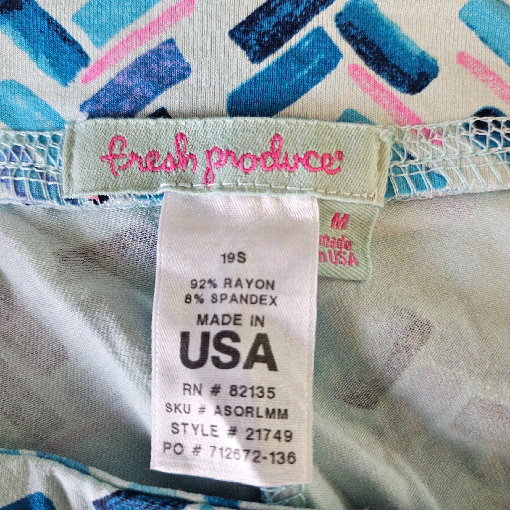 Vintage Fresh Produce Womens Skort M Blue Pink Pockets Pull On Rayon Blend Size 32" / US 10 / IT 46 - 3 Thumbnail