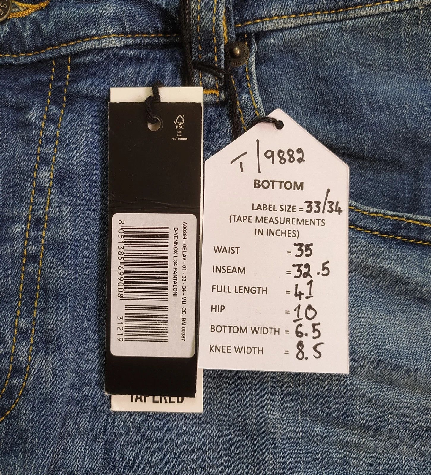 Diesel Diesel D-YENNOX L.34 MENS JEANS T/9882 Size US 33 - 6 Thumbnail