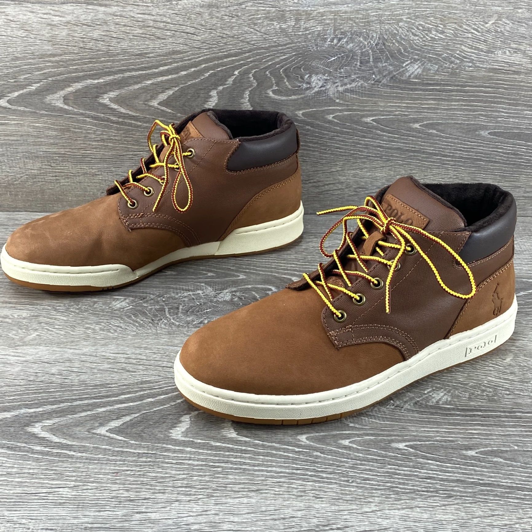 Polo Ralph Lauren Polo Ralph Lauren Mens 8 Brown Ankle Boot Sneaker Nubuck Leather Canvas Lace Up Shoe Boots Size US M / EU 48-50 / 2 - 5 Thumbnail