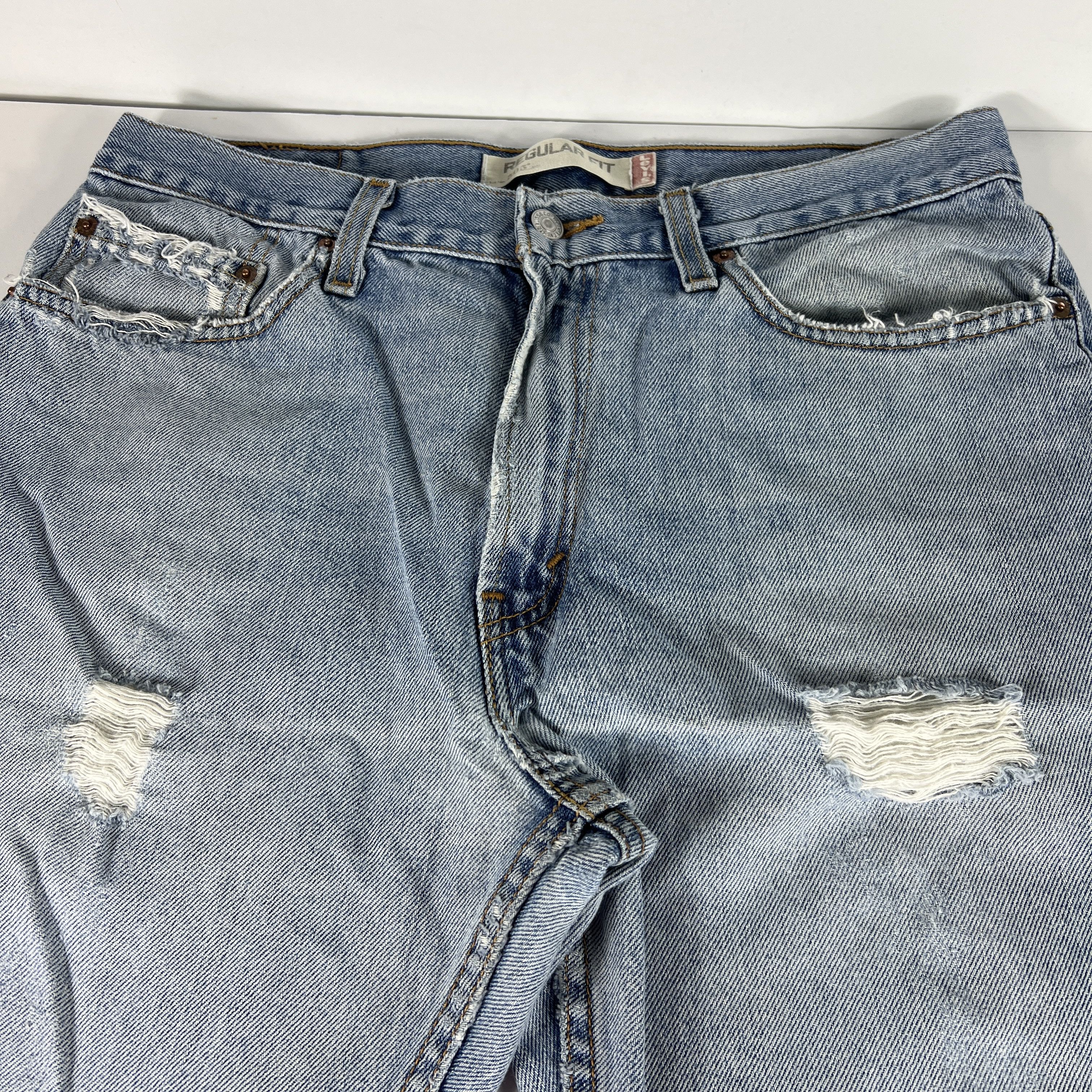 Levi's × Vintage Y2K Levi's Jeans 505 Straight Blue Faded Distressed Denim Size US 34 / EU 50 - 5 Thumbnail