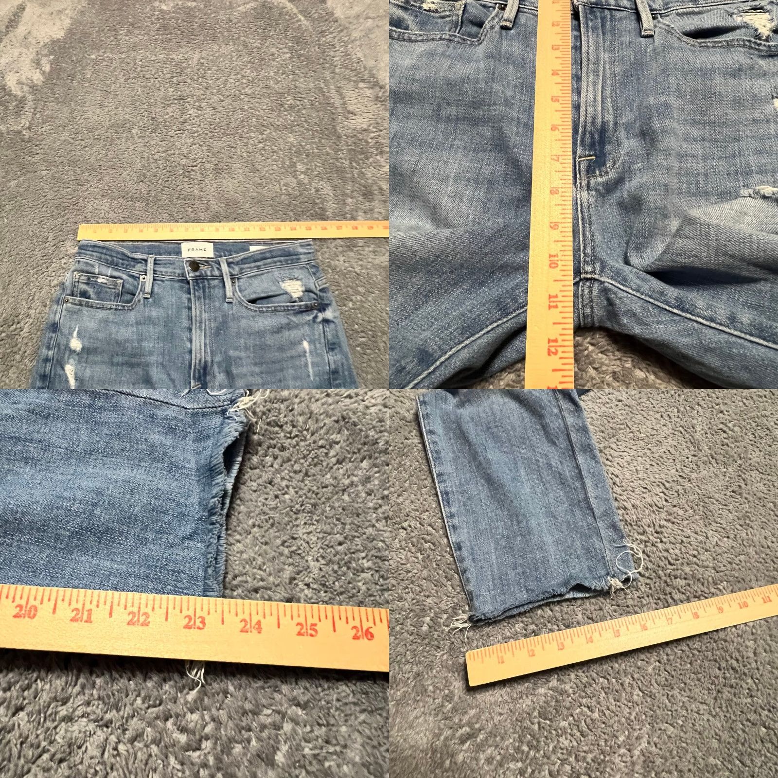 Frame FRAME Frame Jeans Womens 24 Le Beau Crop Light Wash Distressed Raw Hem Women XS? Size 42" / US 20 - 8 Thumbnail