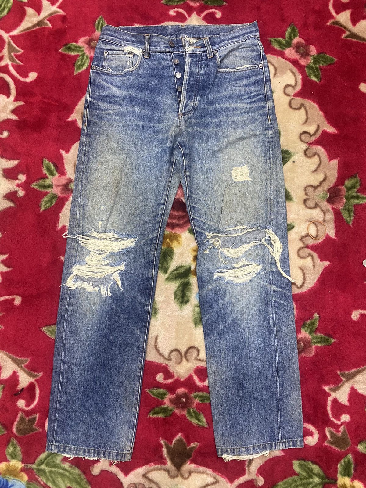 image of Gucci Distressed Denim in Blue, Men's (Size 29)