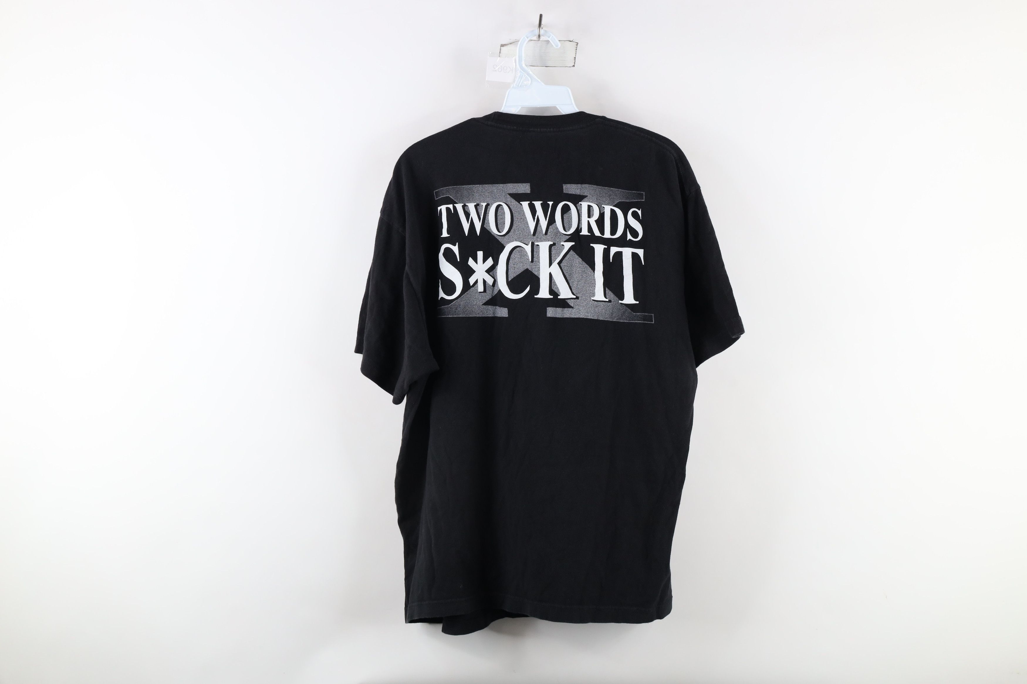 Vintage Retro WWF Wrestling X Two Words Suck It T-Shirt Black Size US XL / EU 56 / 4 - 8 Thumbnail