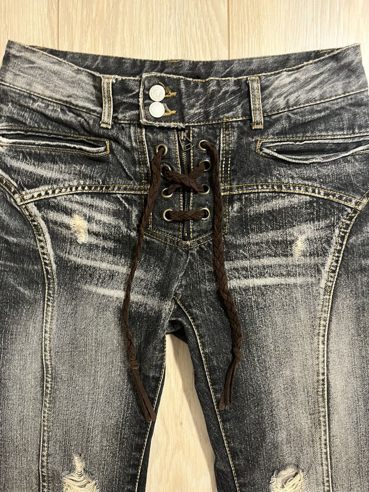 GOSTAR DE FUGA × Japanese Brand Gostar de fuga lace up flared denim Size US 29 - 1 Thumbnail