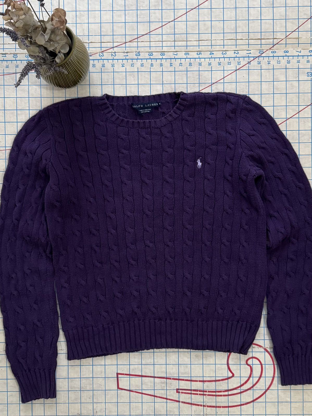 Polo Ralph Lauren × Ralph Lauren Ralph Lauren Cable Knit Sweater Purple Women’s Size Medium Size M / US 6-8 / IT 42-44 - 2 Thumbnail