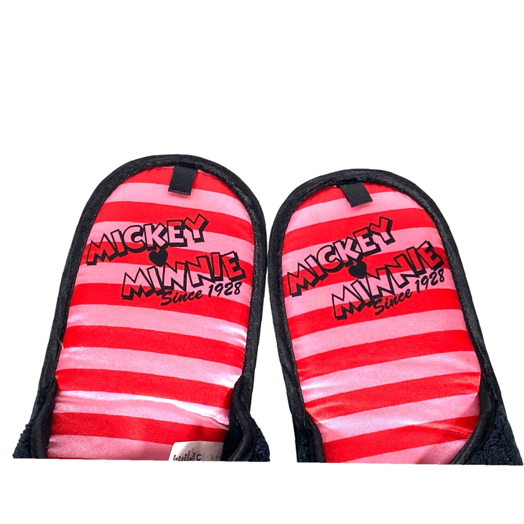 Disney VINTAGE? Disney Mickey Minnie Kissing Black Pink House Slippers Womens L/XL 11/12 Comfort Cozy Size ONE SIZE - 2 Thumbnail
