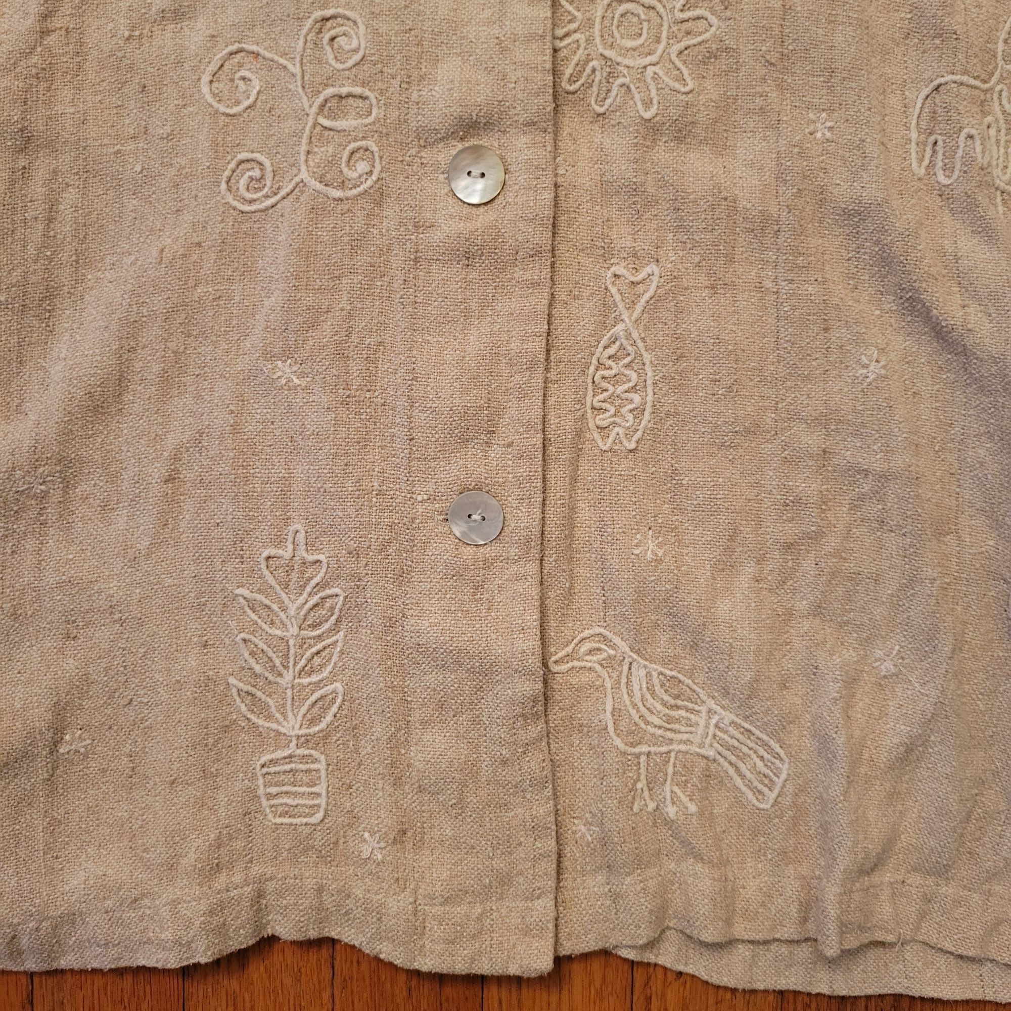 Vintage Chicos Design 3 Beige Embroidered Silk Button Up Blouse XL 1 Size XL / US 12-14 / IT 48-50 - 3 Thumbnail