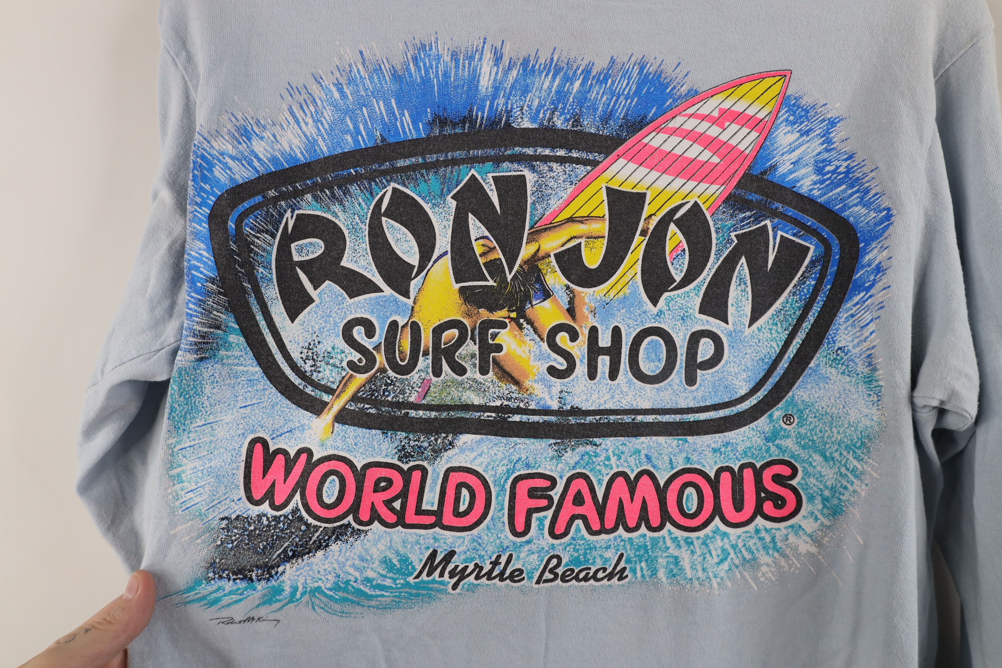 Vintage Vintage 90s Y2K Ron Jon Surf Shop Long Sleeve T-Shirt Blue Size US S / EU 44-46 / 1 - 11 Thumbnail