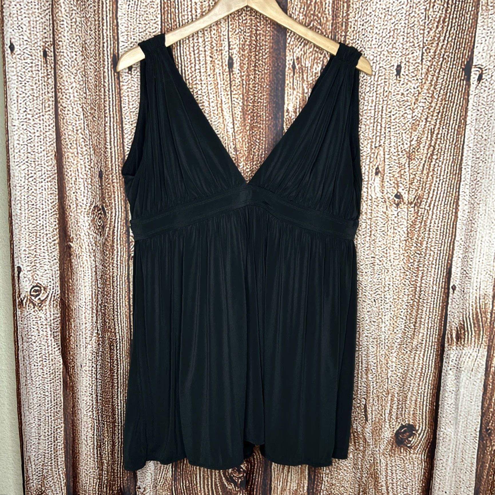 Greats GREAT LENGTHS Women's Swim Dress Swimsuit Sz 20 Black One Piece Tank Swirl Pattern Built-In Bra Built-In Brief Swim Skirt 20 Womens Size 3XL / US 20-22 - 3 Thumbnail