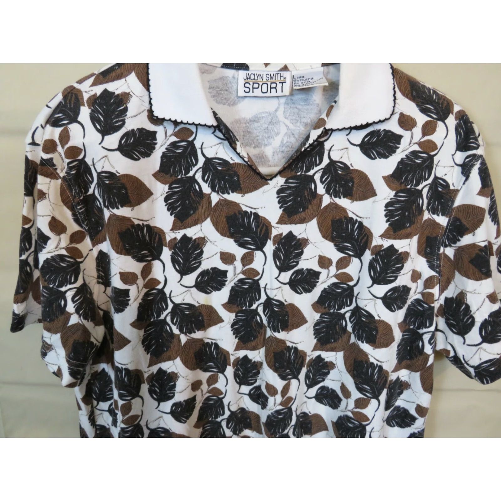 Vintage VINTAGE Jaclyn Smith Shirt L Brown Black leaf print Mens? Size L / US 10 / IT 46 - 2 Thumbnail