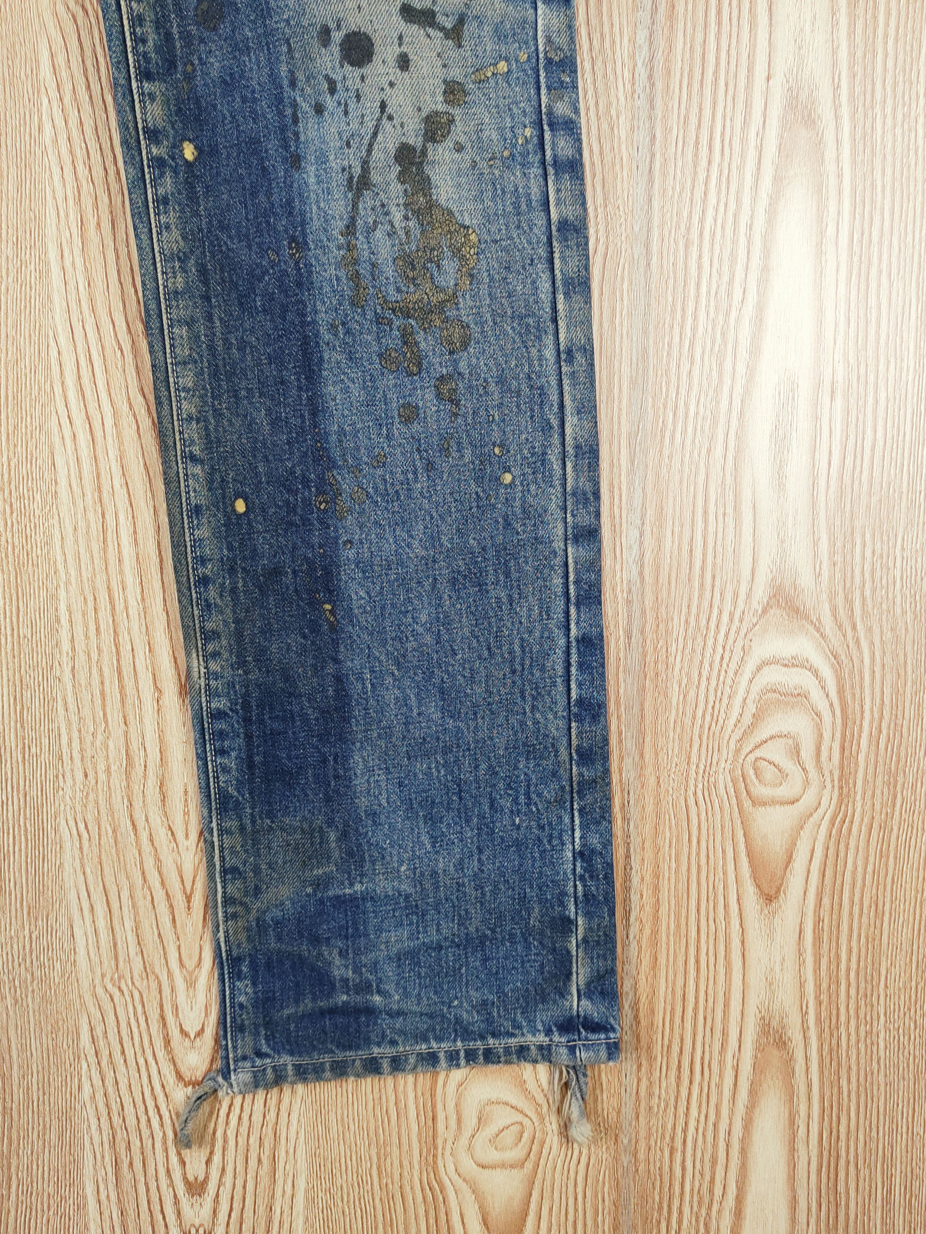 Japanese Brand Viridian Dark Blue Faded Distressed Ripped Jeans #W615 Size 31" - 8 Thumbnail
