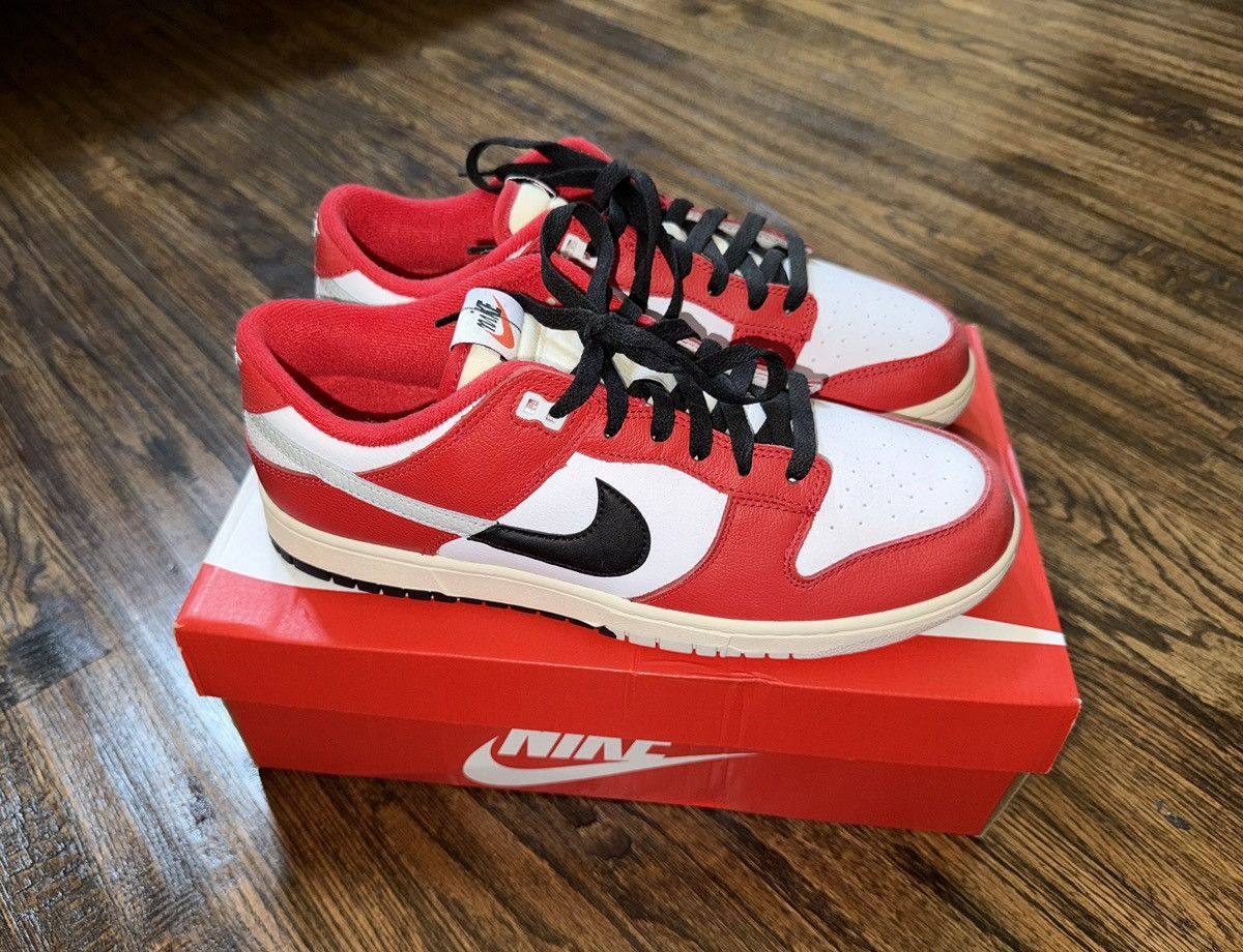 Nike Nike Dunk Low Retro PRM Chicago Split Sz 10.5 University Red Size US 10.5 / EU 43-44 - 1 Thumbnail