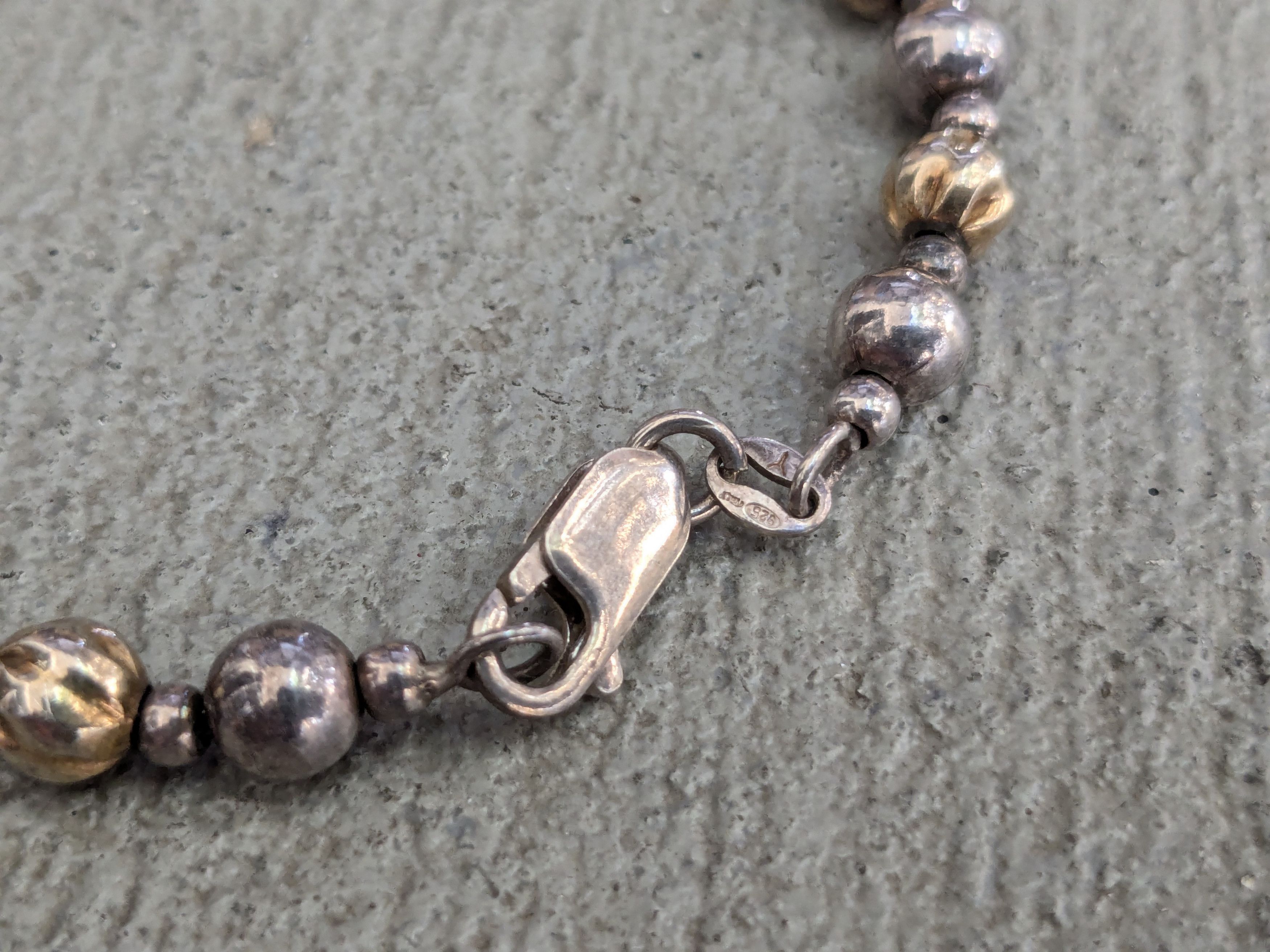 Vintage Vintage Sterling Silver Bracelet Ball Bead Two Tone Gold Size ONE SIZE - 9 Thumbnail