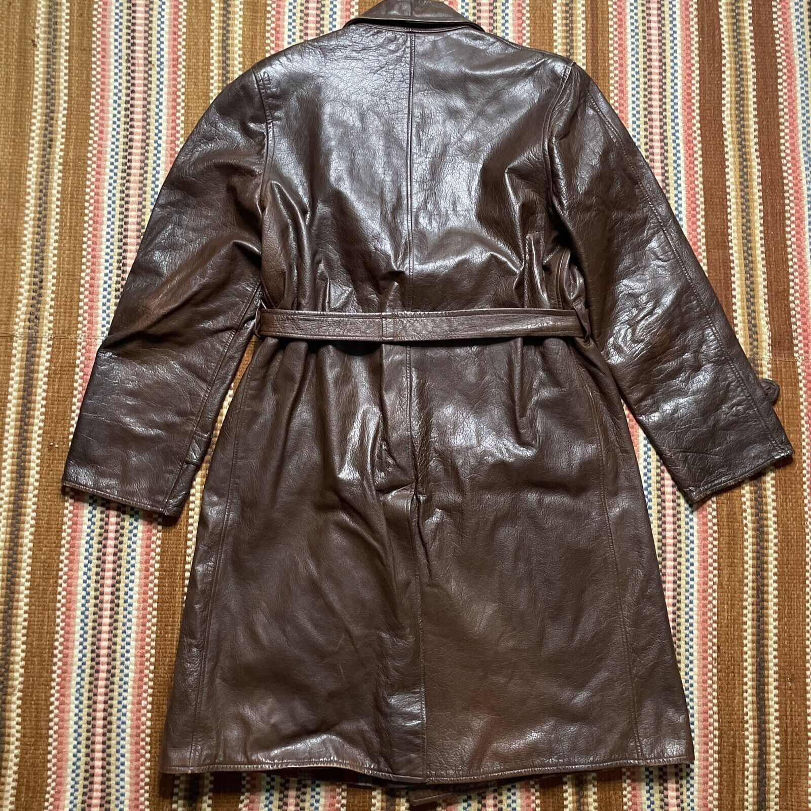 Leather × Vintage Vtg Monarch Goatskin Leather Double Breasted Trench Coat Size L / US 10 / IT 46 - 6 Thumbnail