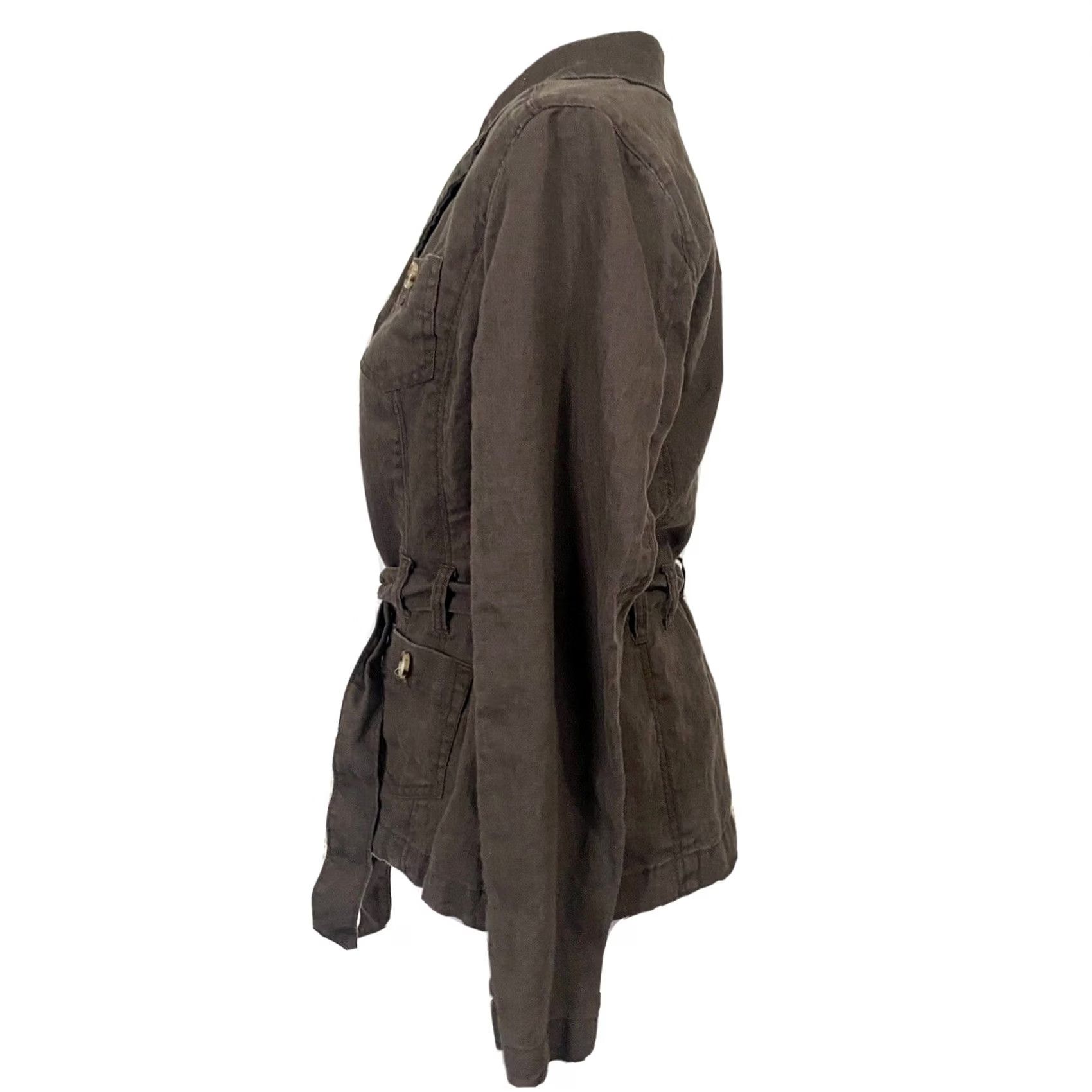 Eddie Bauer Eddie Bauer Women’s Linen Jacket Utility Belted Brown Button Front Sz Petite 10 Size L / US 10 / IT 46 - 3 Thumbnail