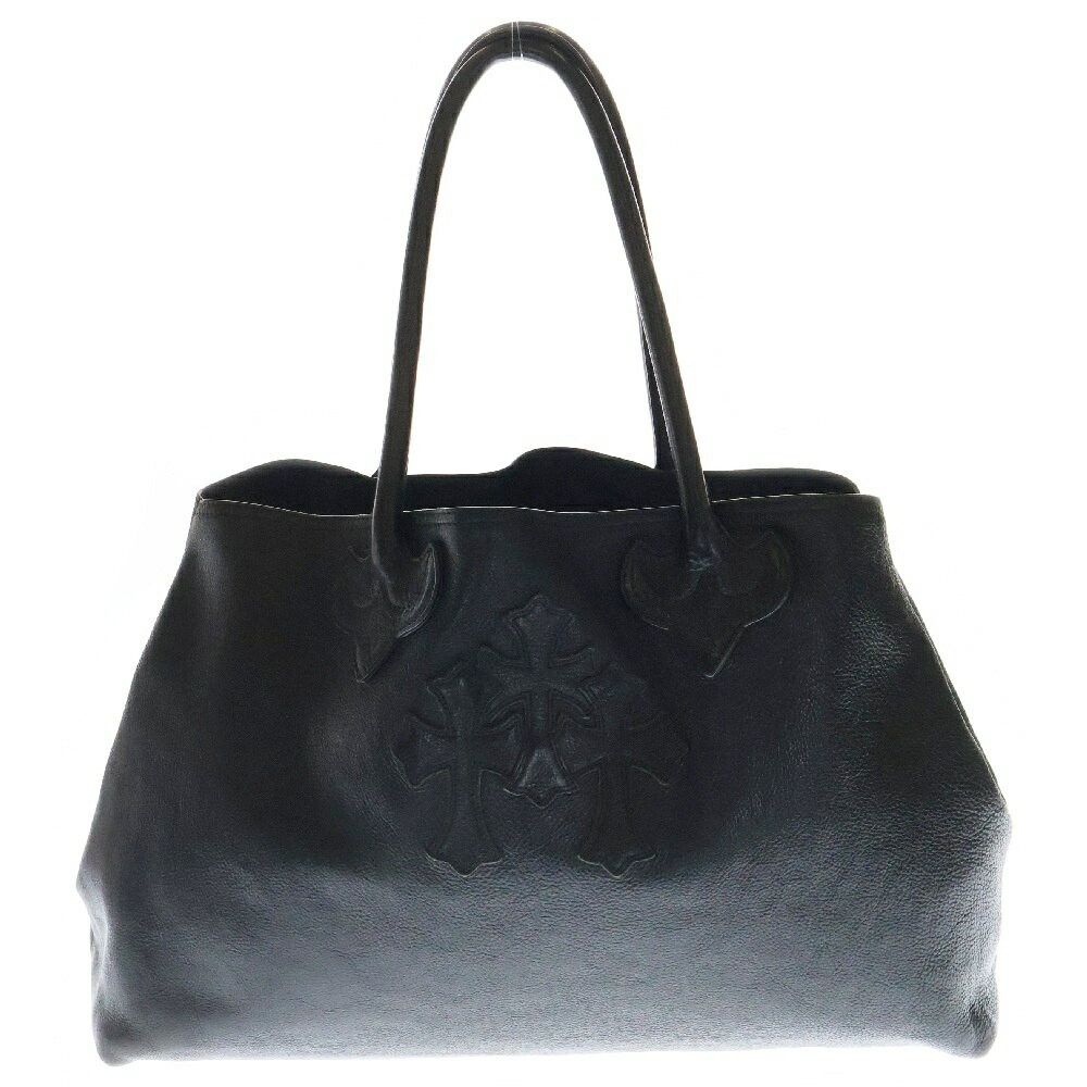 Chrome Hearts 3 Cemetery Cross Leather Tote Bag in Black, Men's
