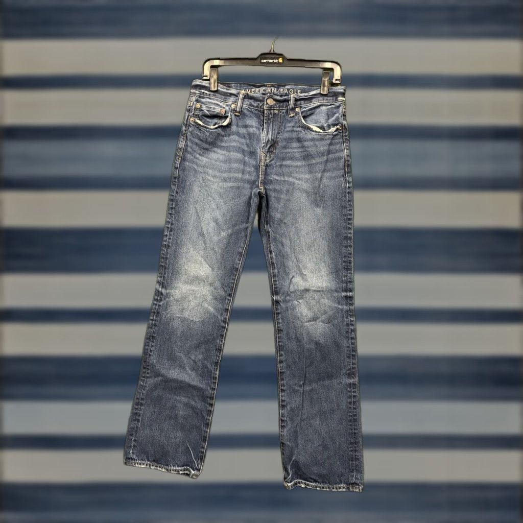 American Eagle Outfitters American Eagle Jeans Mens 30x34 Original Boot Cut Denim Distressed Zip Work Blue Size US 30 / EU 46 - 1 Thumbnail