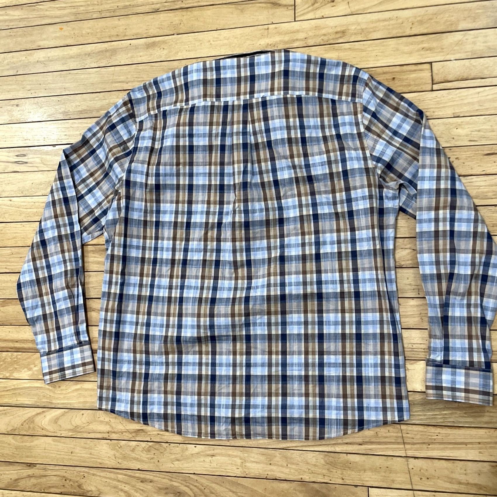 johnnie-O JOHNNIE-O Button Shirt Men XL Hangin' OUT Blue Brown Plaid Surfer Johnnie-O XL Shirt Size US XL / EU 56 / 4 - 2 Thumbnail