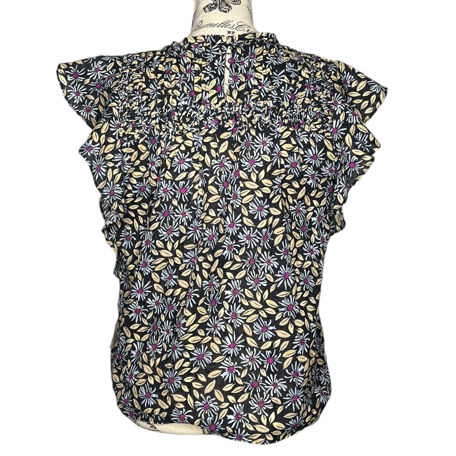 Joie Isa Reut Ruffled Embroidery Dot Smocked Floral Blouse Size S / US 4 / IT 40 - 5 Thumbnail