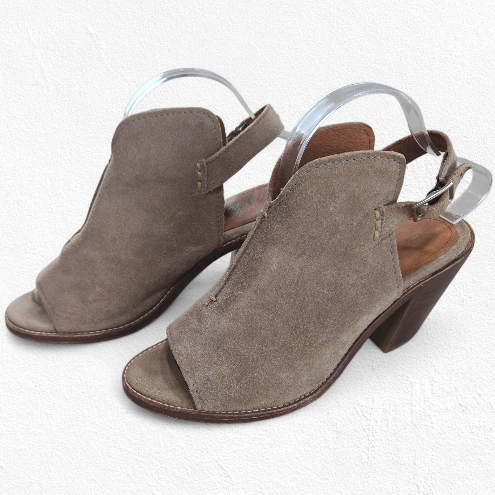 Frye Frye Taupe Suede Peep Toe Slingback Booties Size 8 Size US 8 / IT 38 - 12 Thumbnail