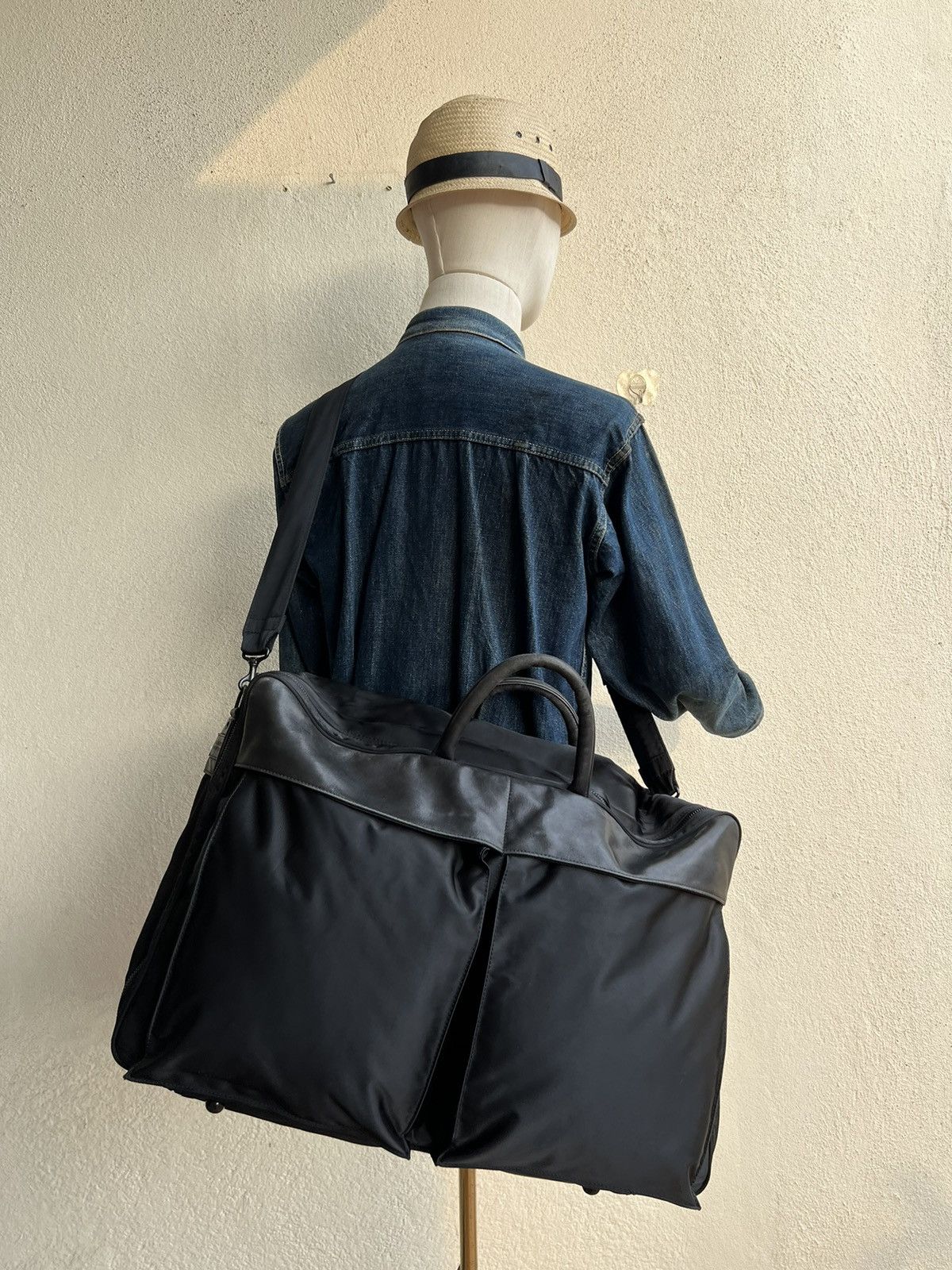 Barneys New York Vintage 90s Barneys New York Leather Nylon 2 Way Bag Huge Size ONE SIZE - 4 Thumbnail