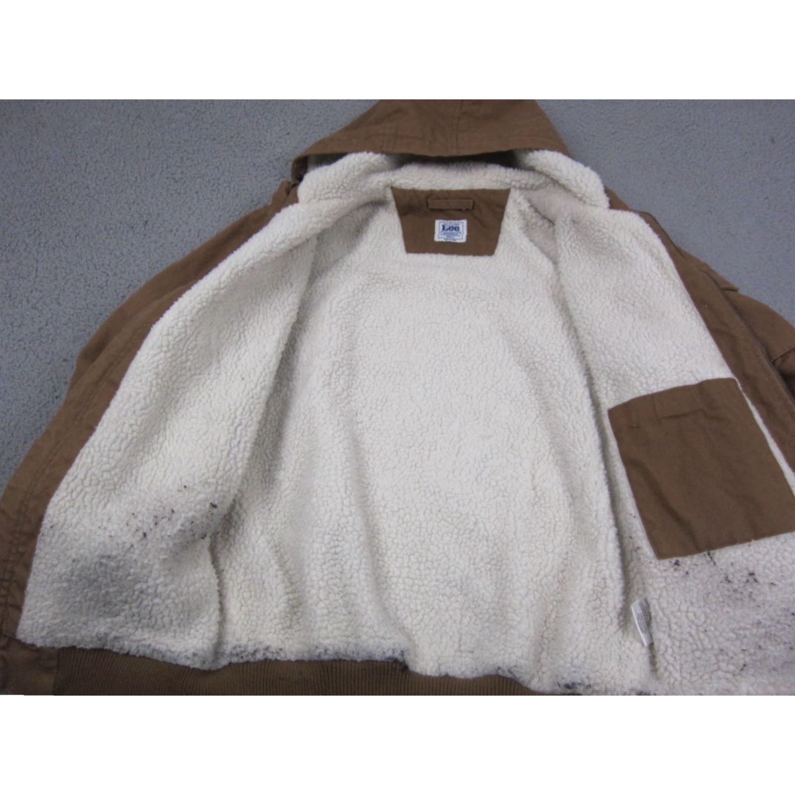 Lee VINTAGE Lee Jacket Bomber Jacket Men Small Brown Duck Canvas Sherpa Lined 90s Logo Workwear Casual Hooded Pockets Size US S / EU 44-46 / 1 - 6 Thumbnail