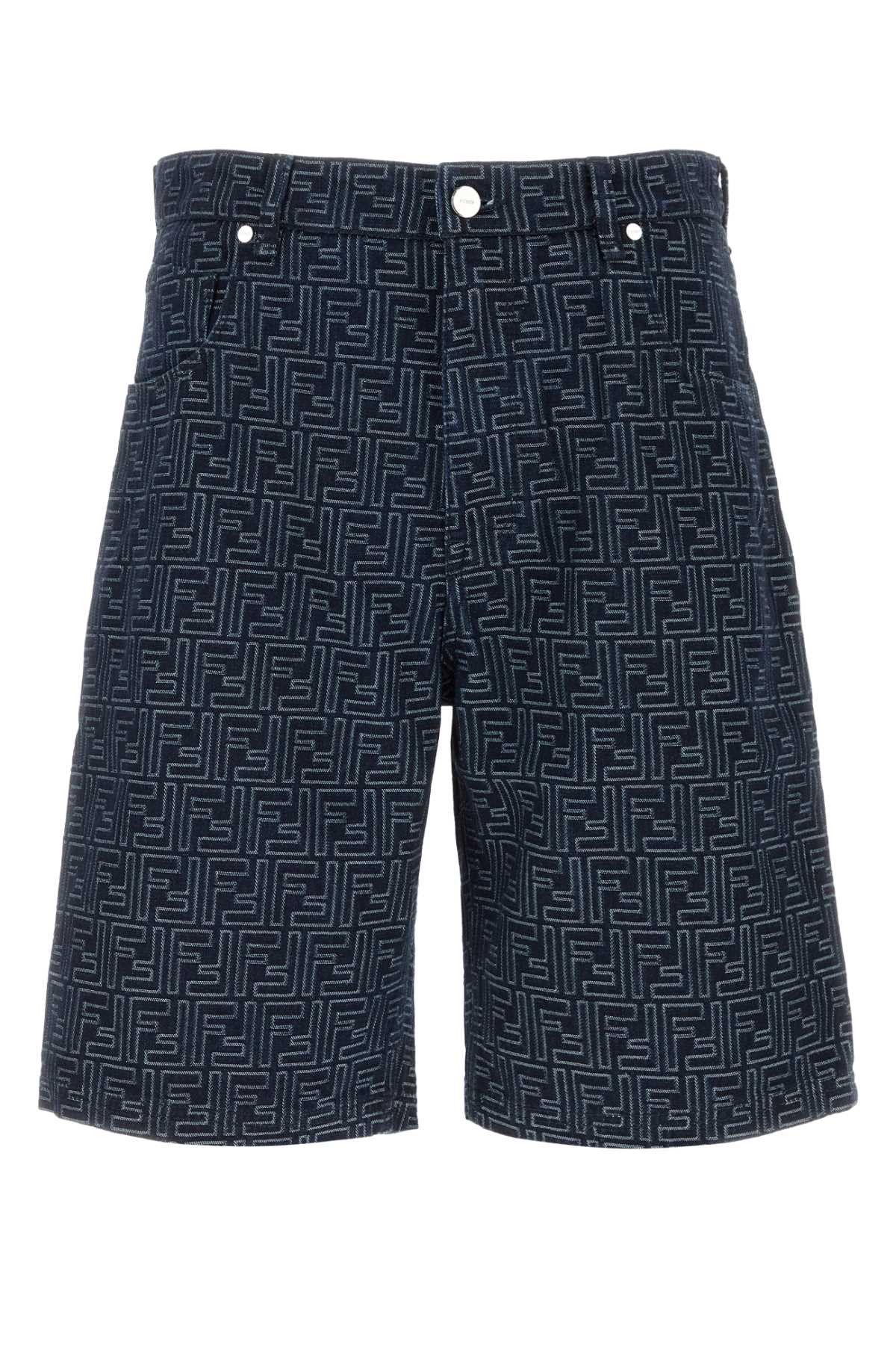 Fendi Embroidered Denim Bermuda Shorts Size US 31 - 1 Thumbnail