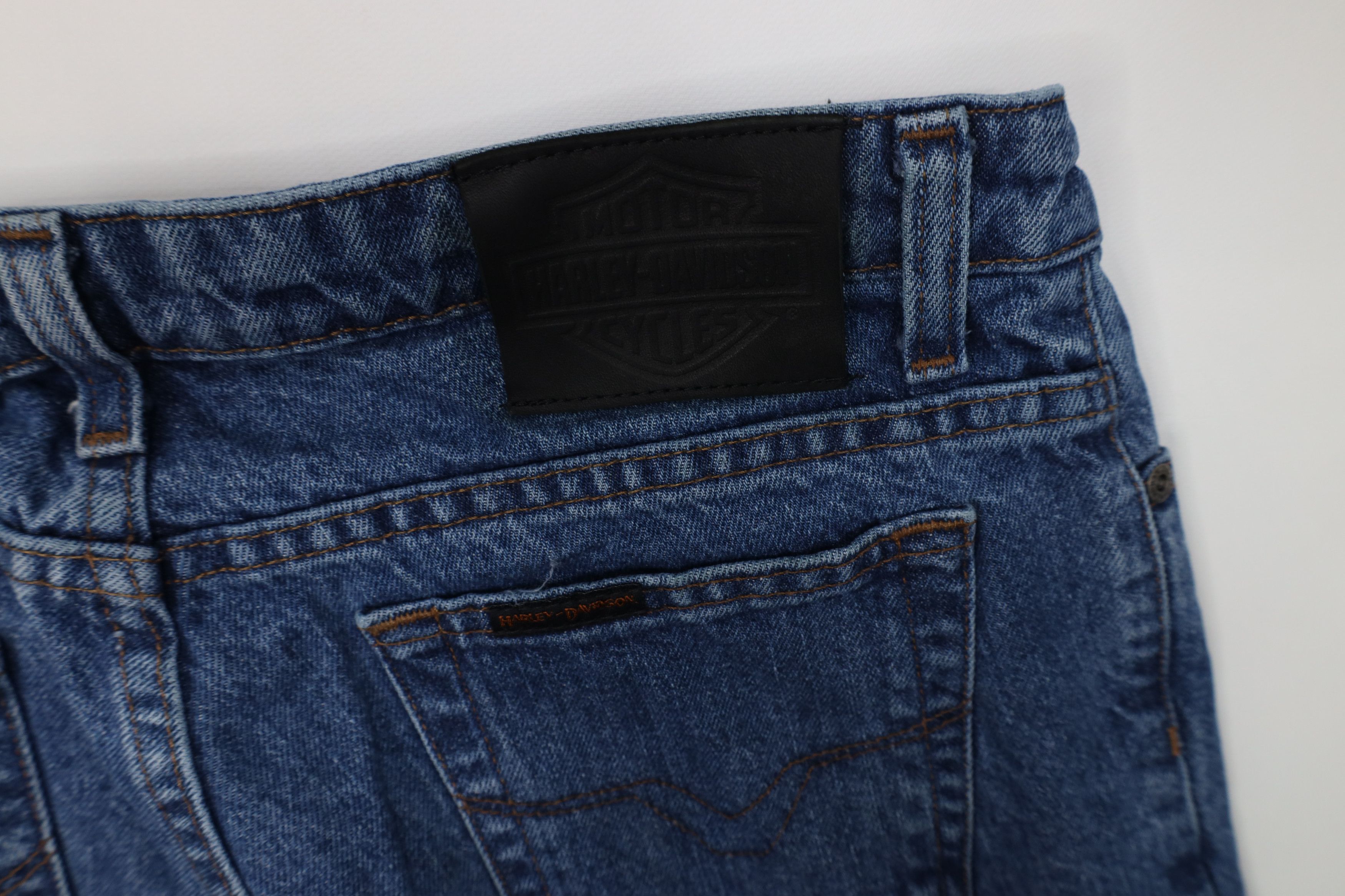 Harley Davidson Vintage Y2K Harley Davidson Flared Wide Leg Denim Jeans Blue Size 32" / US 10 / IT 46 - 15 Thumbnail