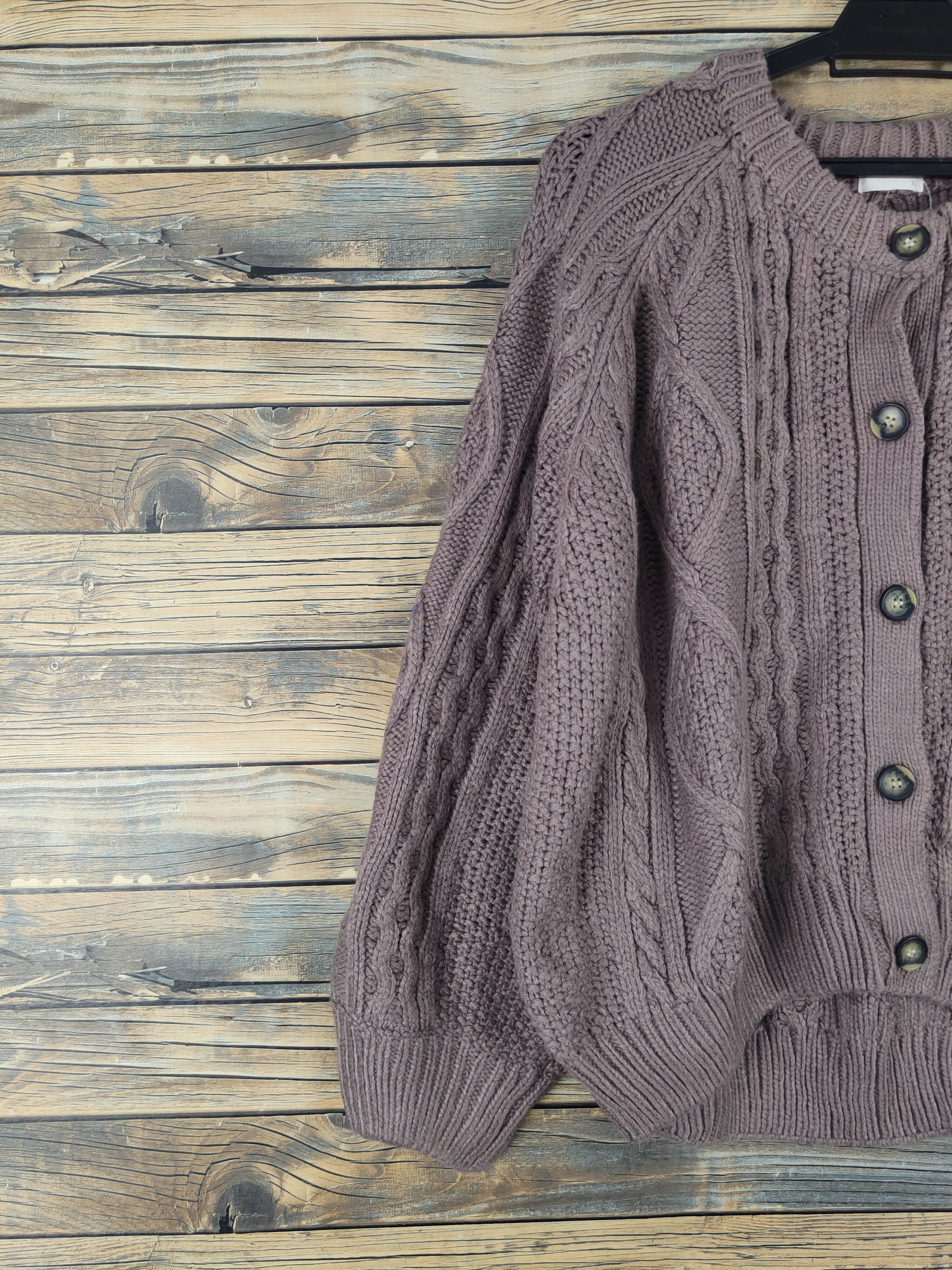 Aran Isles Knitwear GU Dusty Lavender cable Knitwear Cardigan #W1287 Size US XL / EU 56 / 4 - 3 Thumbnail