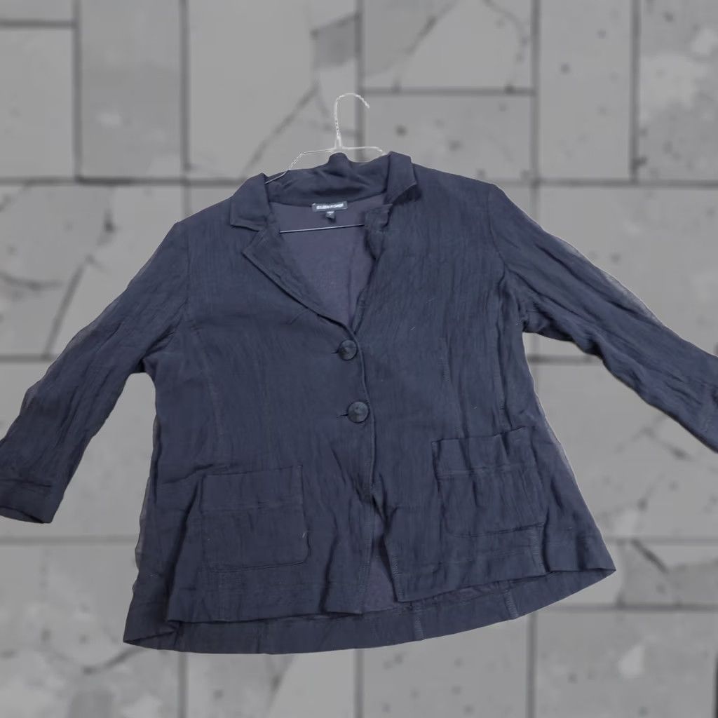Eileen Fisher Eileen Fisher Jacket Black Blazer Silk 3/4 Sleeves Large Size L / US 10 / IT 46 - 1 Thumbnail