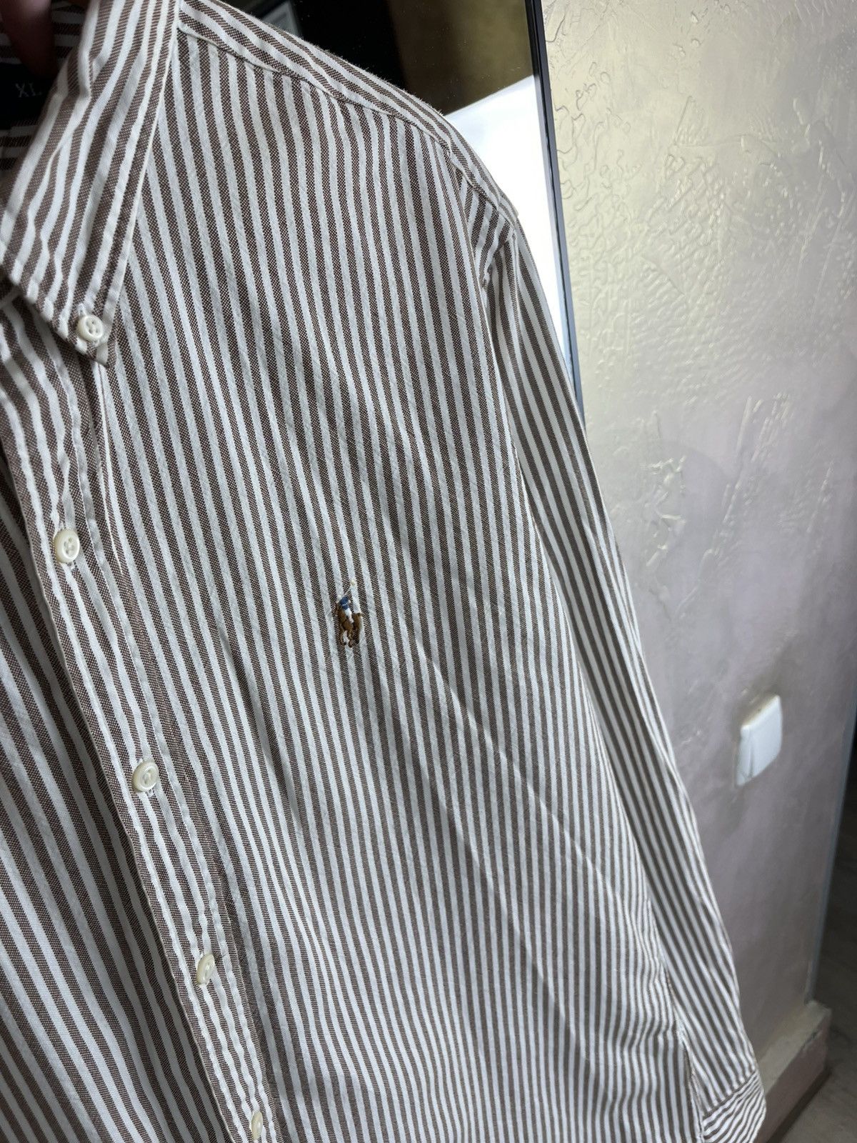 Polo Ralph Lauren Polo Ralph Lauren Slim Fit Brown Striped Oxford Shirt Size US XL / EU 56 / 4 - 2 Thumbnail